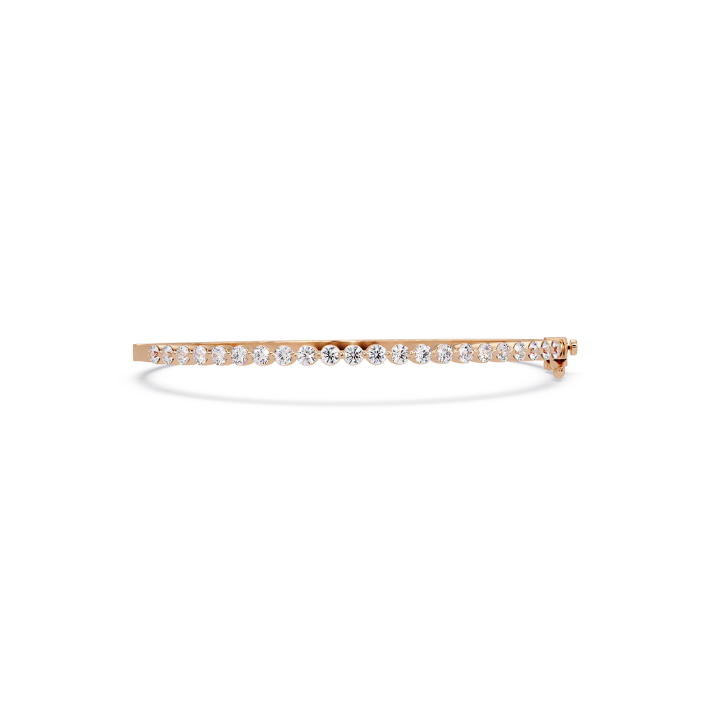 Elegant Diamond Tennis Bangle Bracelet in Rose Gold
