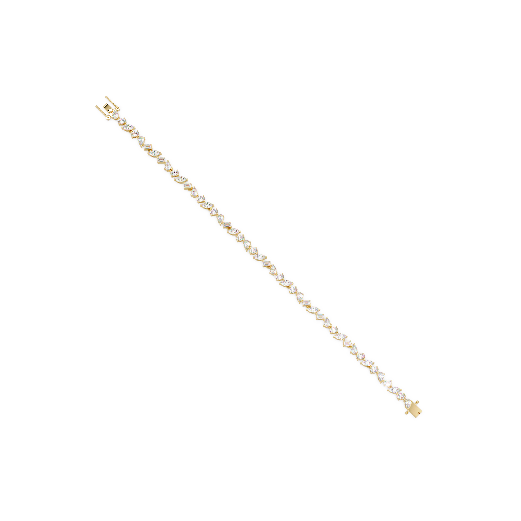 Marquise, Oval, Pear & Emerald Diamond Tennis Bracelet in 14K/18K Gold