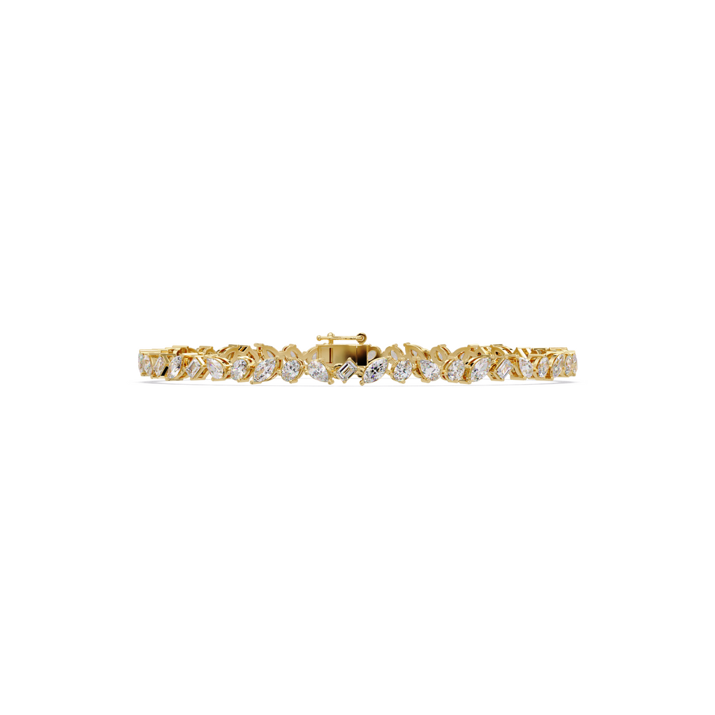 Marquise, Oval, Pear & Emerald Diamond Tennis Bracelet in 14K/18K Gold