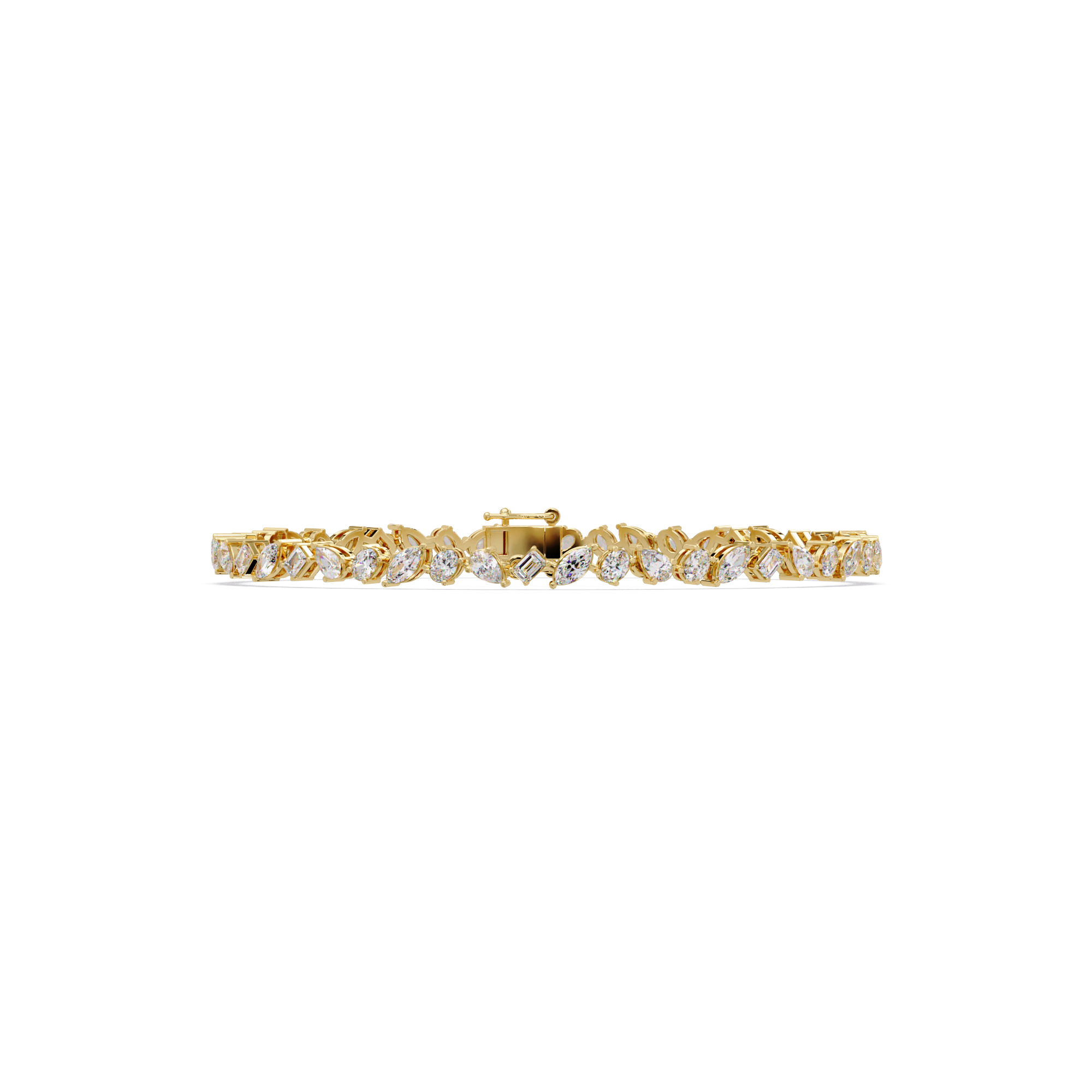 Marquise, Oval, Pear & Emerald Diamond Tennis Bracelet in 14K/18K Gold