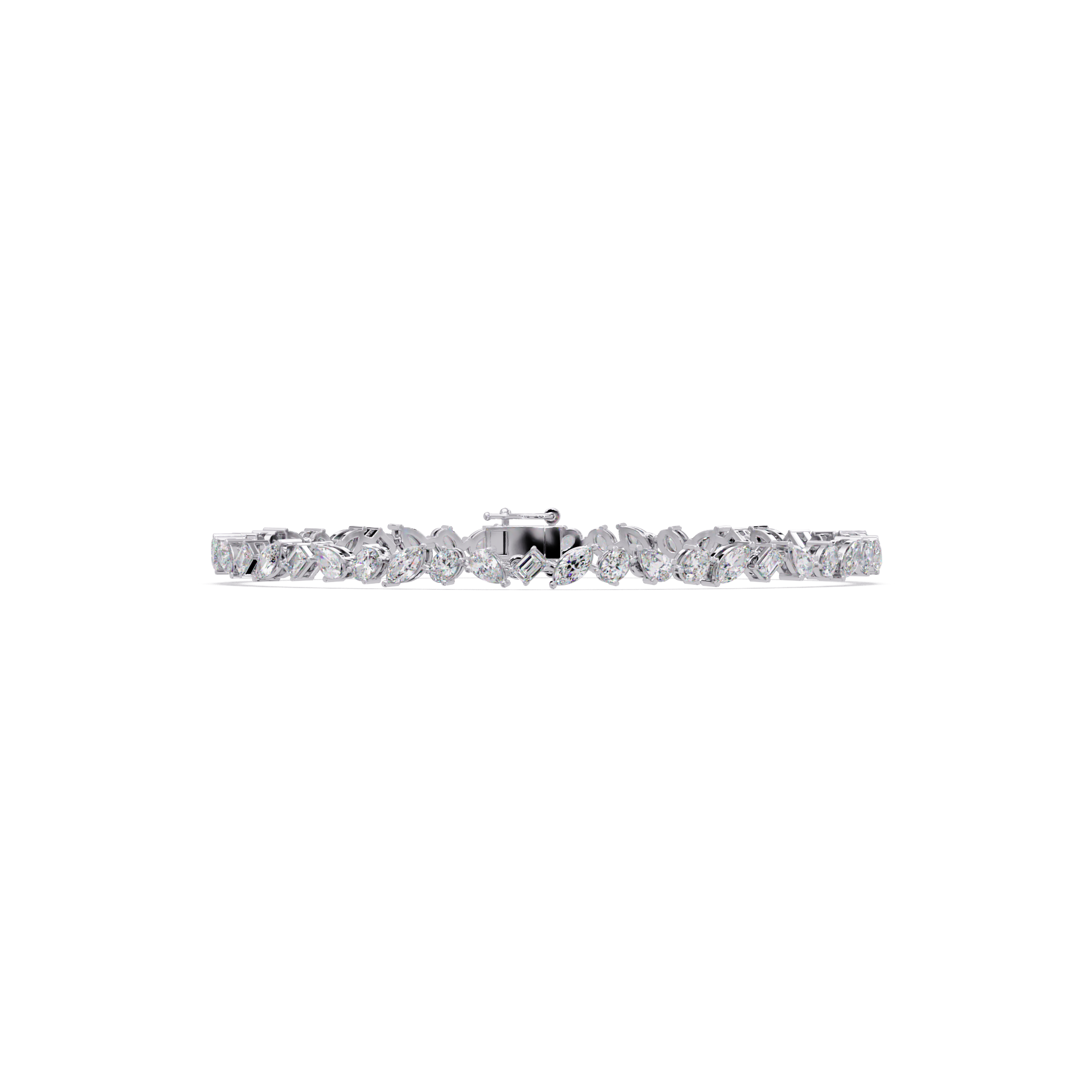 Marquise, Oval, Pear & Emerald Diamond Tennis Bracelet in 14K/18K Gold
