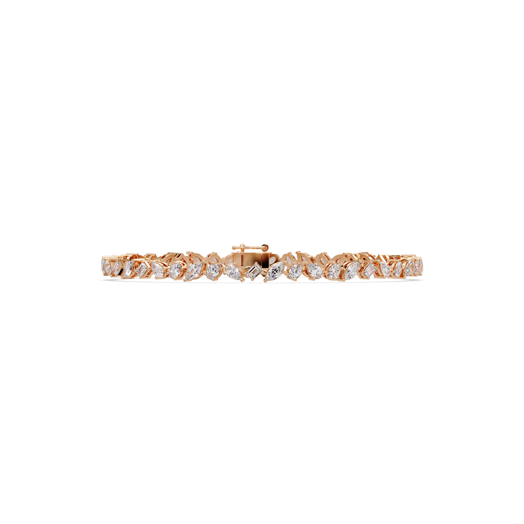 Marquise, Oval, Pear & Emerald Diamond Tennis Bracelet in 14K/18K Gold