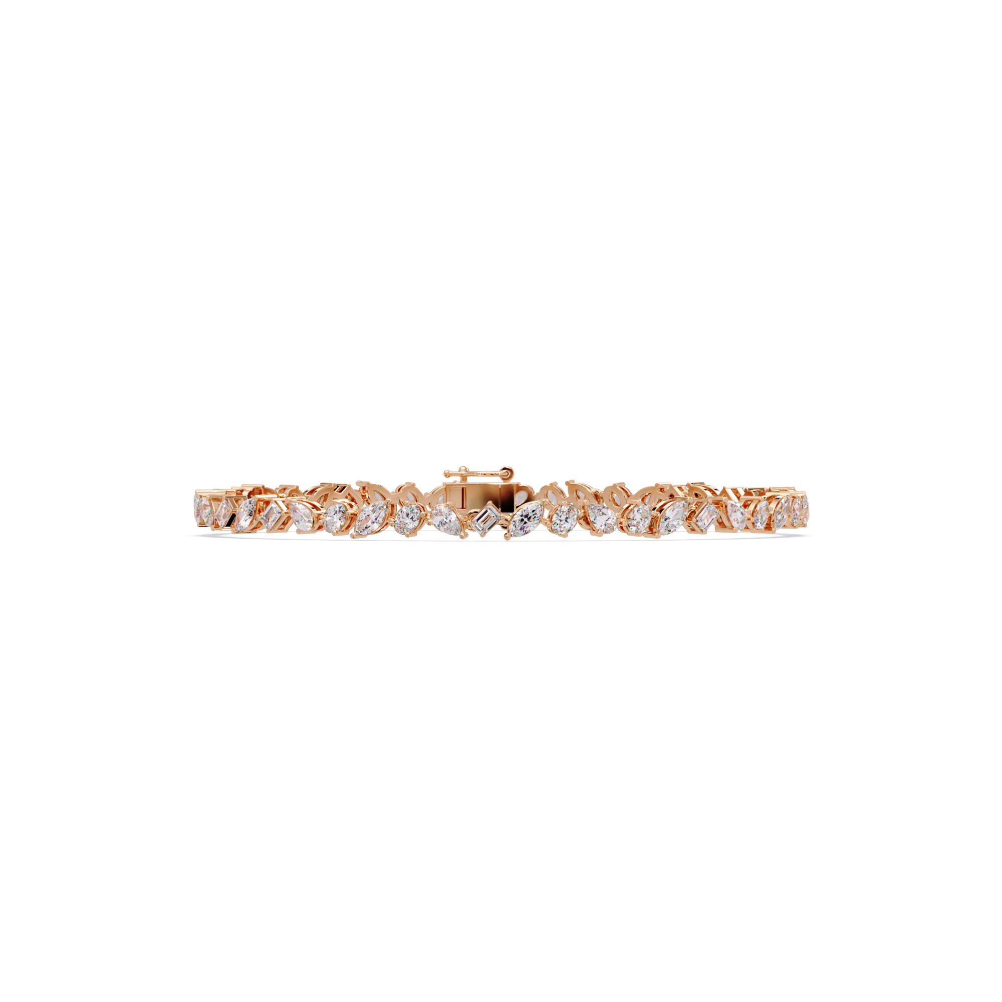 Marquise, Oval, Pear & Emerald Diamond Tennis Bracelet in 14K/18K Gold