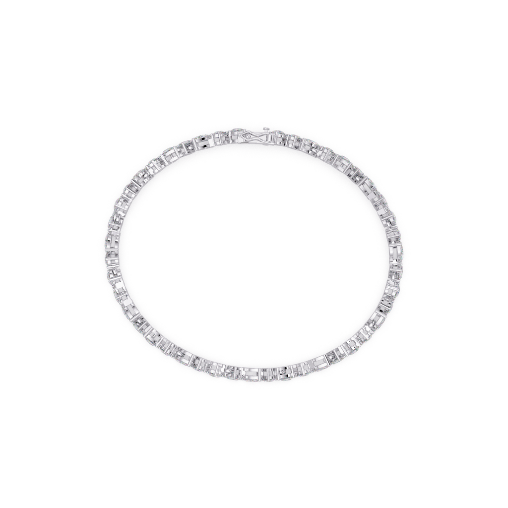 Marquise, Oval, Pear & Emerald Diamond Tennis Bracelet in 14K/18K Gold