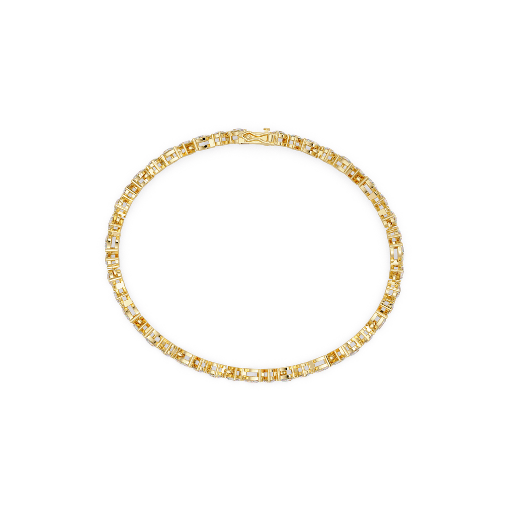 Marquise, Oval, Pear & Emerald Diamond Tennis Bracelet in 14K/18K Gold