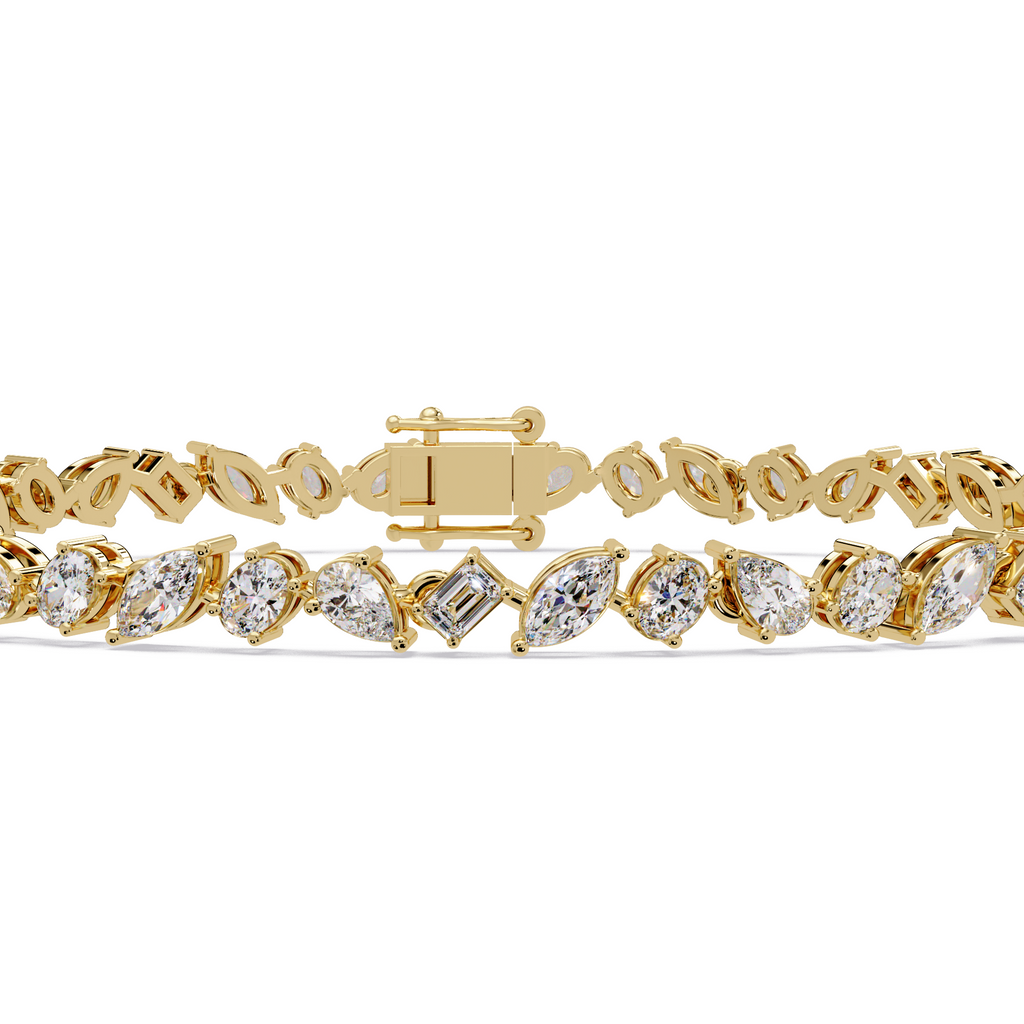 Marquise, Oval, Pear & Emerald Diamond Tennis Bracelet in 14K/18K Gold