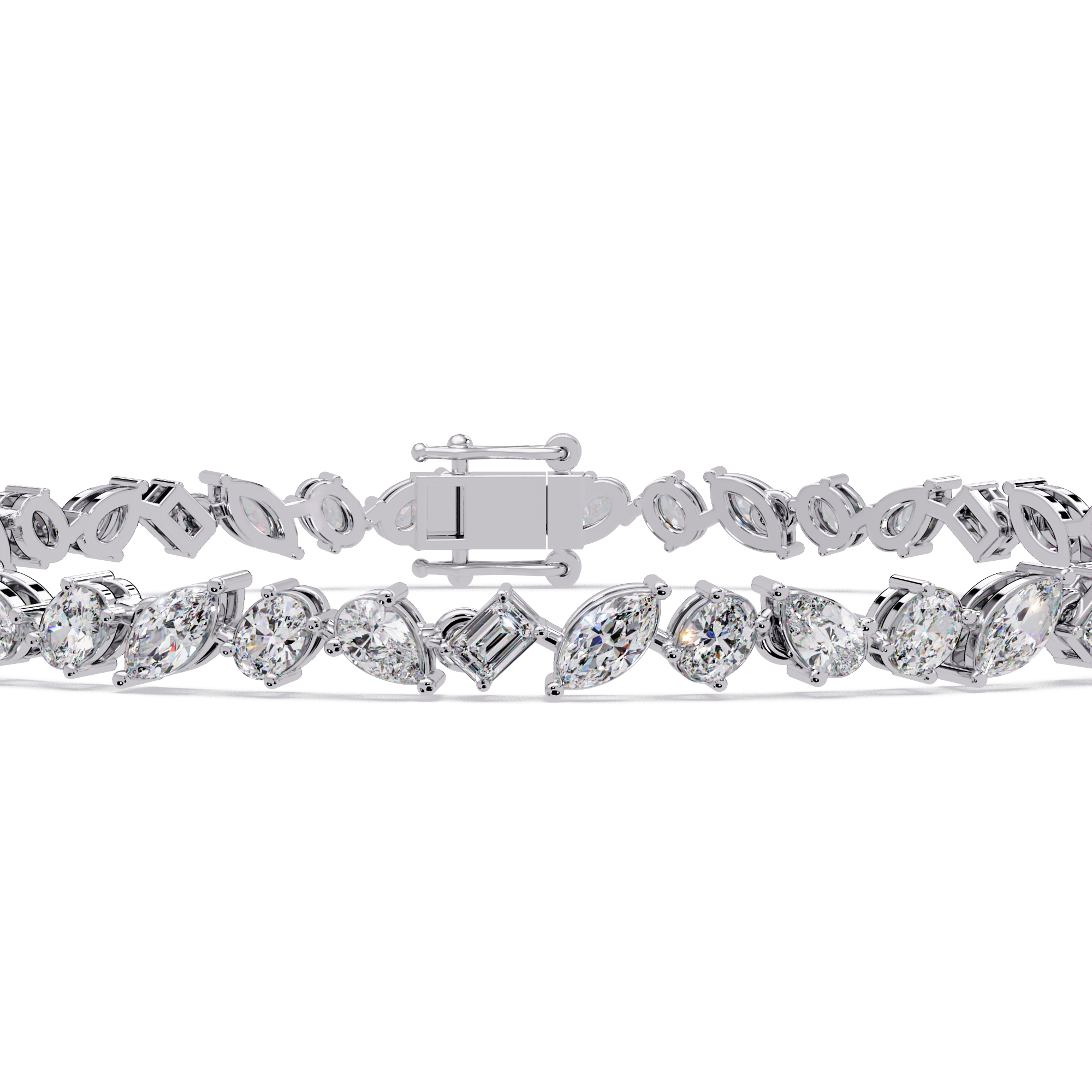 Marquise, Oval, Pear & Emerald Diamond Tennis Bracelet in 14K/18K Gold