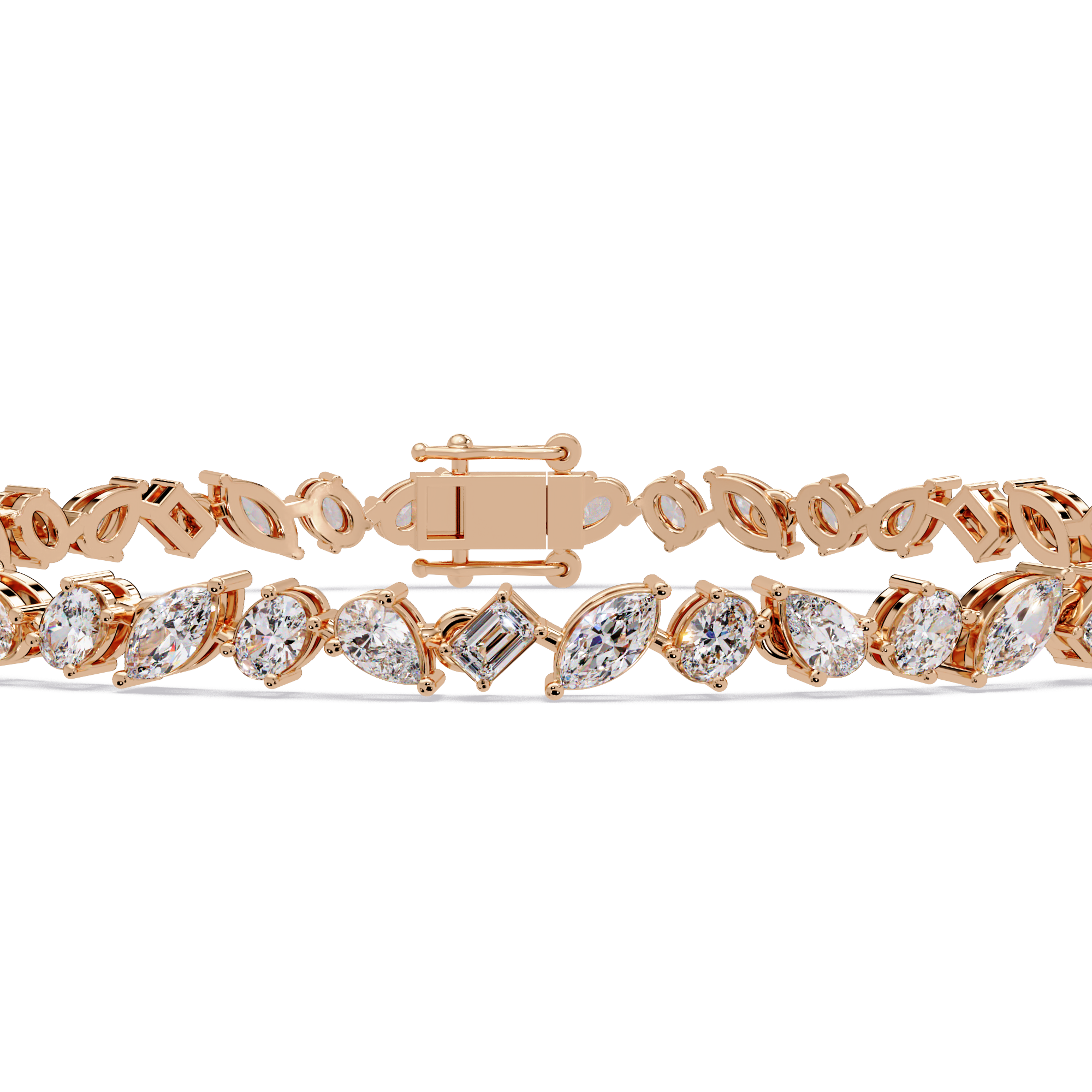 Marquise, Oval, Pear & Emerald Diamond Tennis Bracelet in 14K/18K Gold