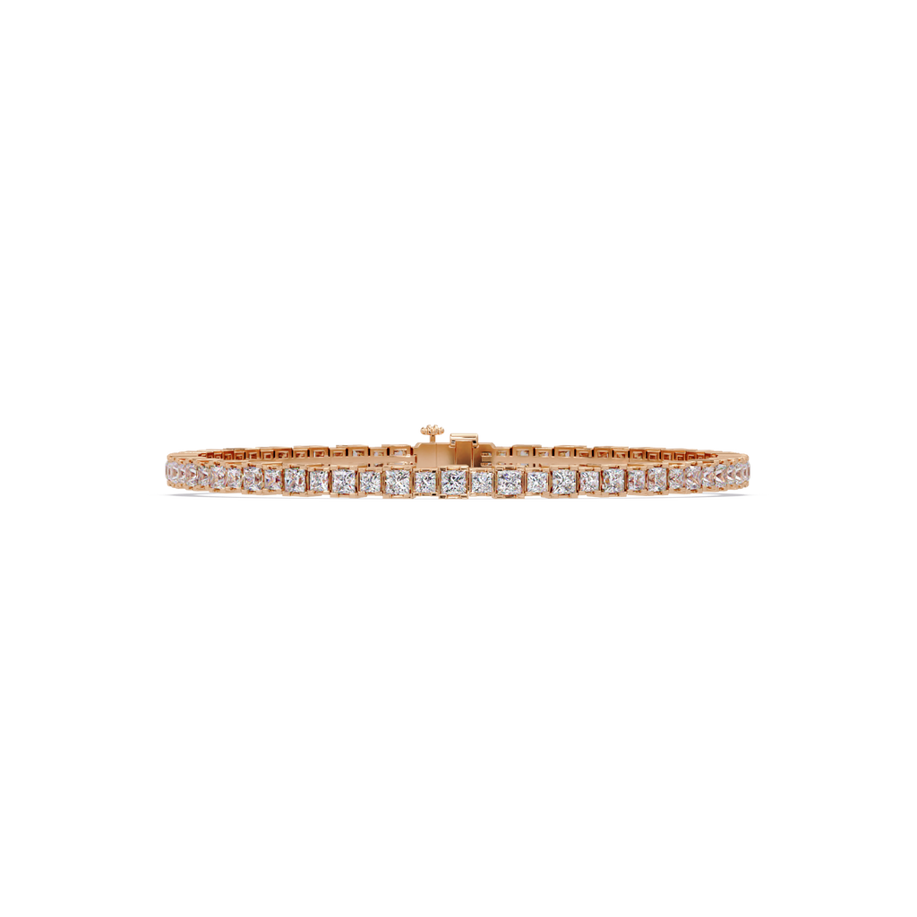 Princess Cut Diamond Tennis Bracelet in Gold & White Gold