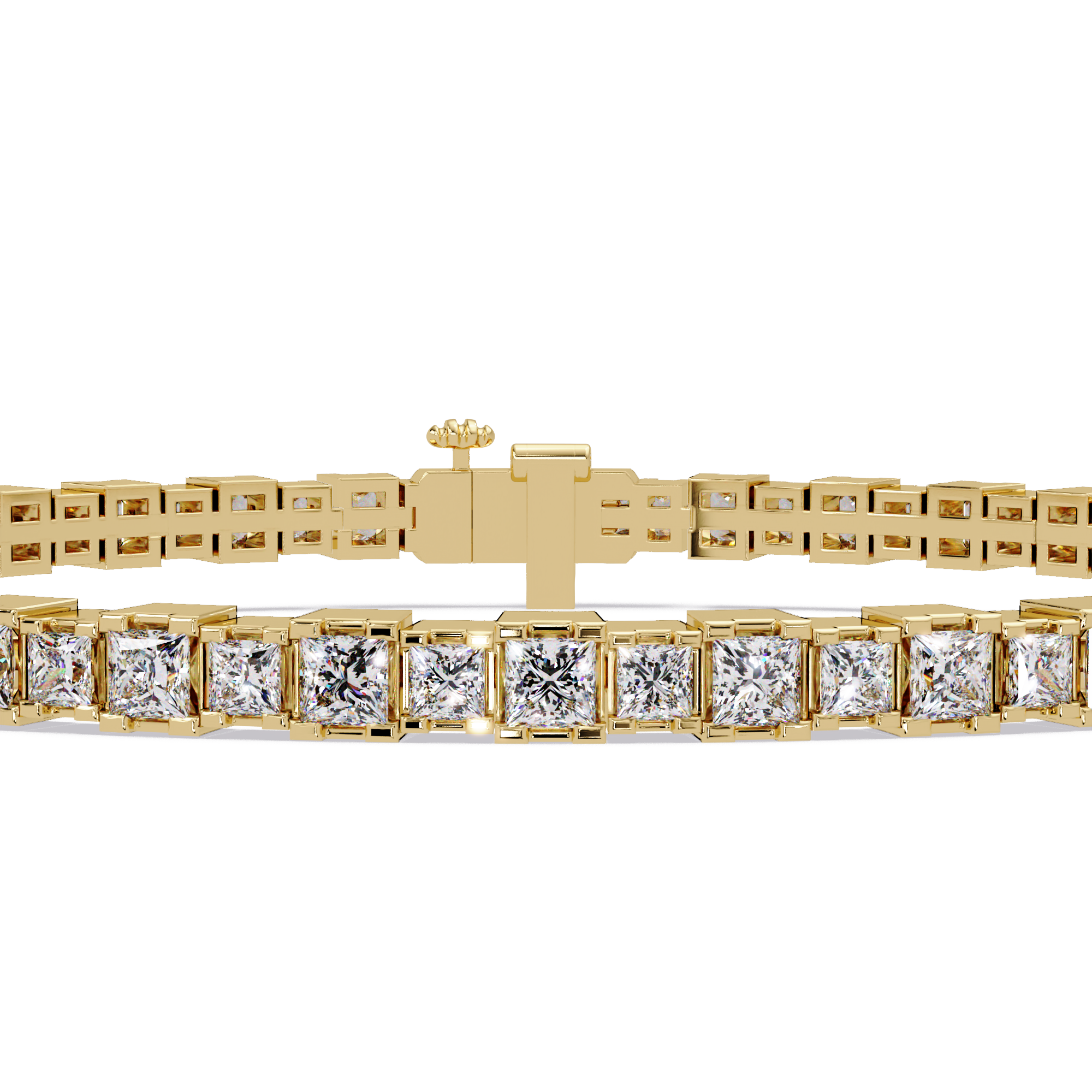 Princess Cut Diamond Tennis Bracelet in Gold & White Gold