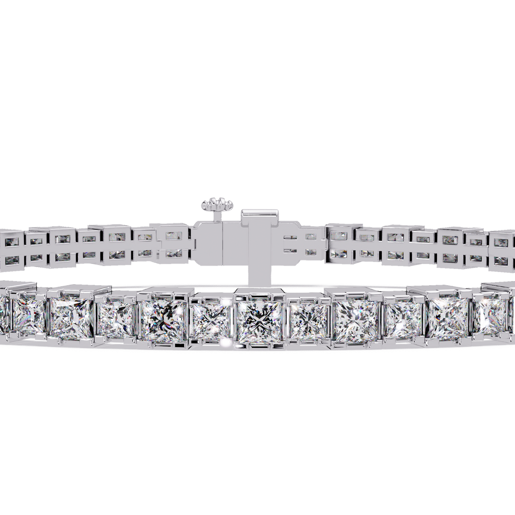 Princess Cut Diamond Tennis Bracelet in Gold & White Gold