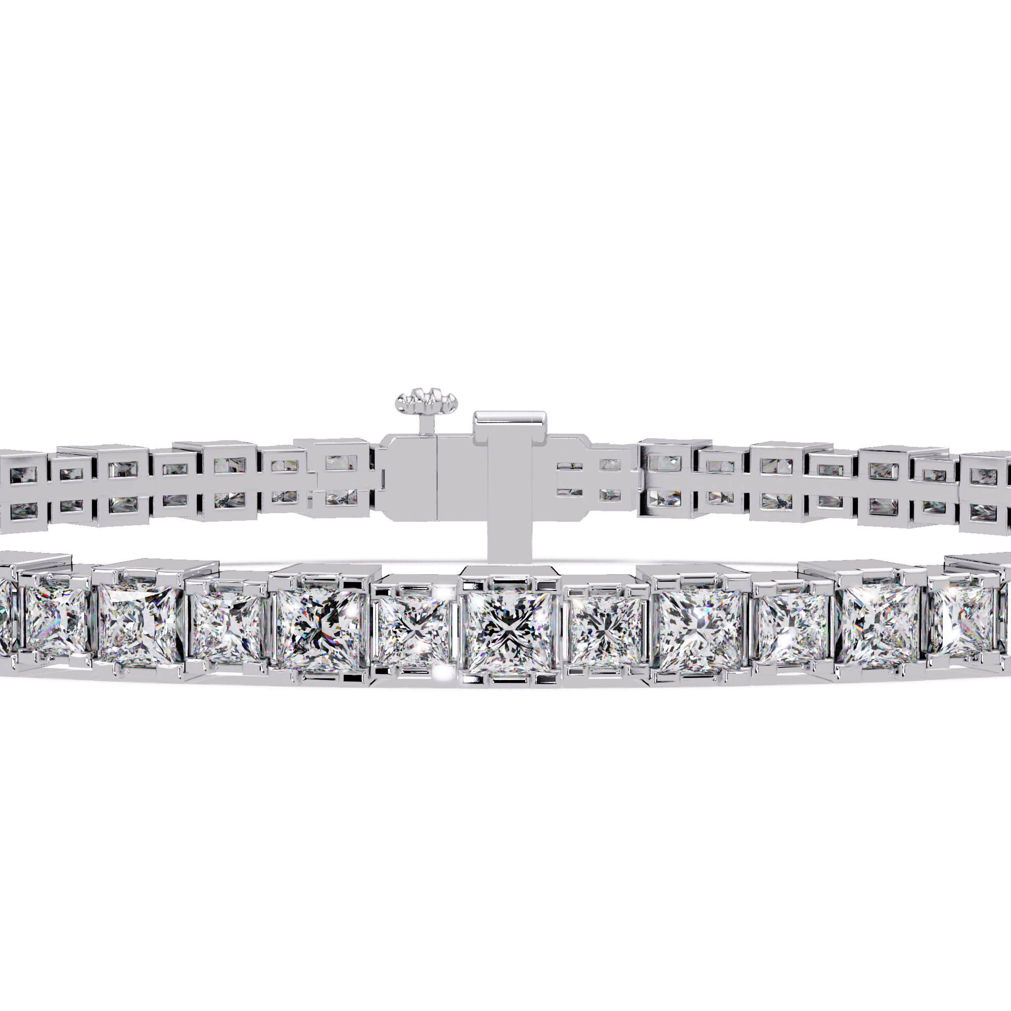 Princess Cut Diamond Tennis Bracelet in Gold & White Gold