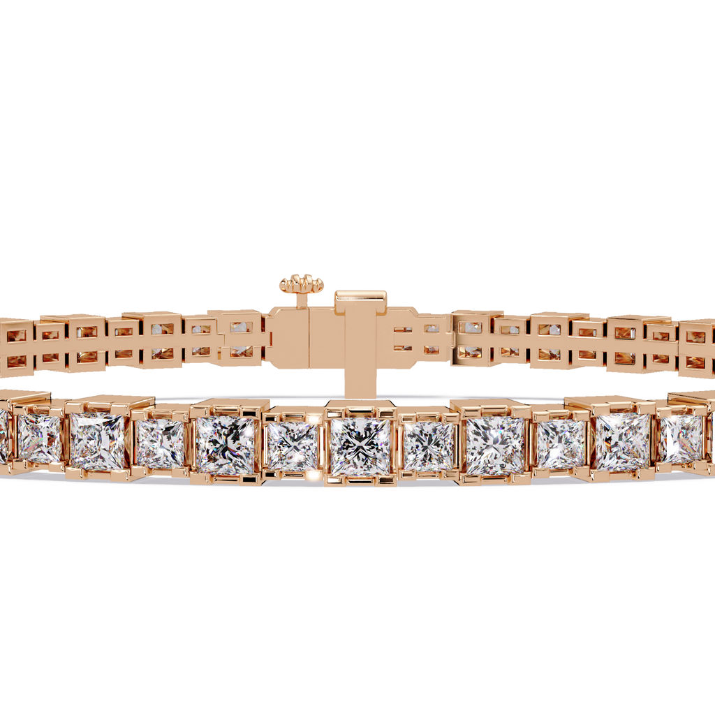 Princess Cut Diamond Tennis Bracelet in Gold & White Gold