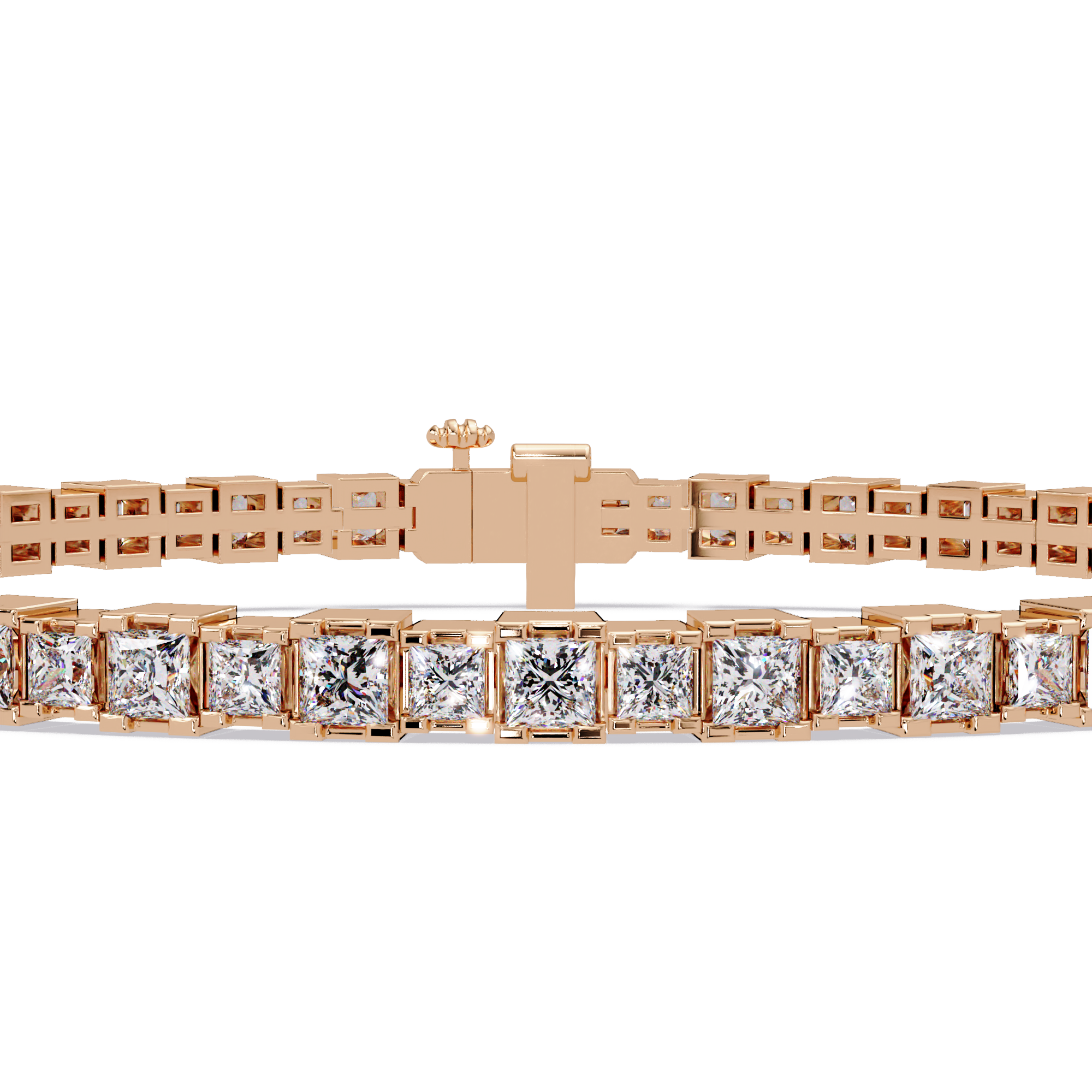 Princess Cut Diamond Tennis Bracelet in Gold & White Gold