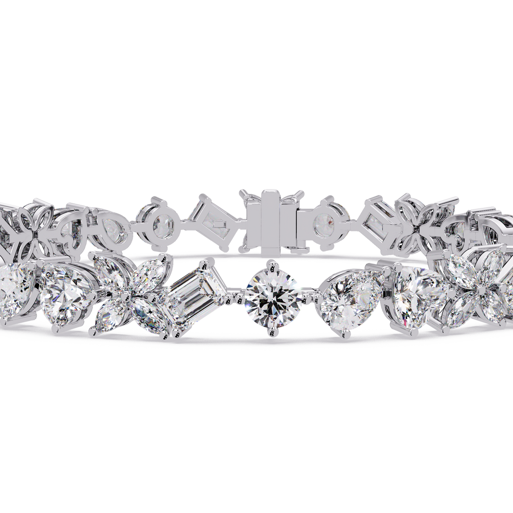Floral Symphony Diamond Tennis Bracelet