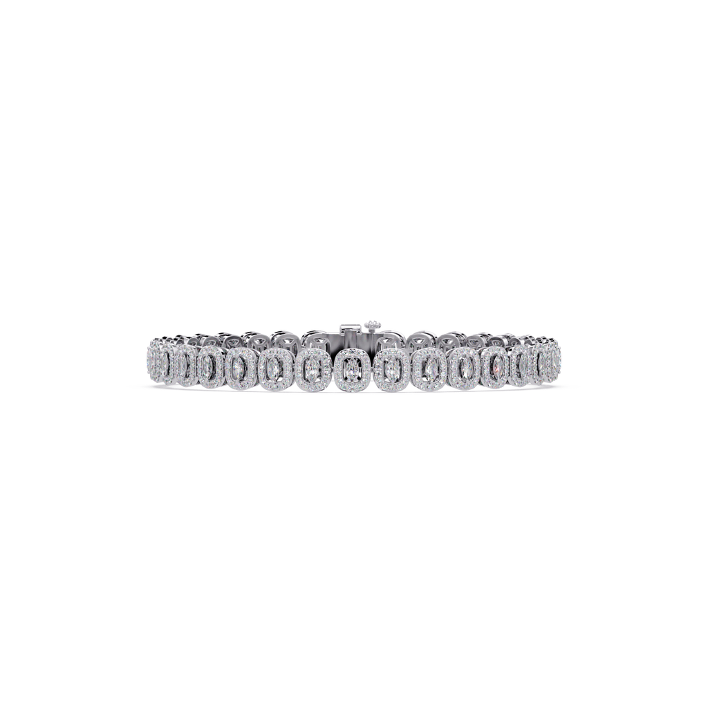 Marquise Halo Diamond Tennis Bracelet