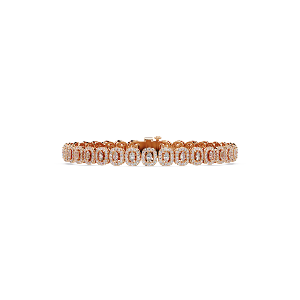 Marquise Halo Diamond Tennis Bracelet
