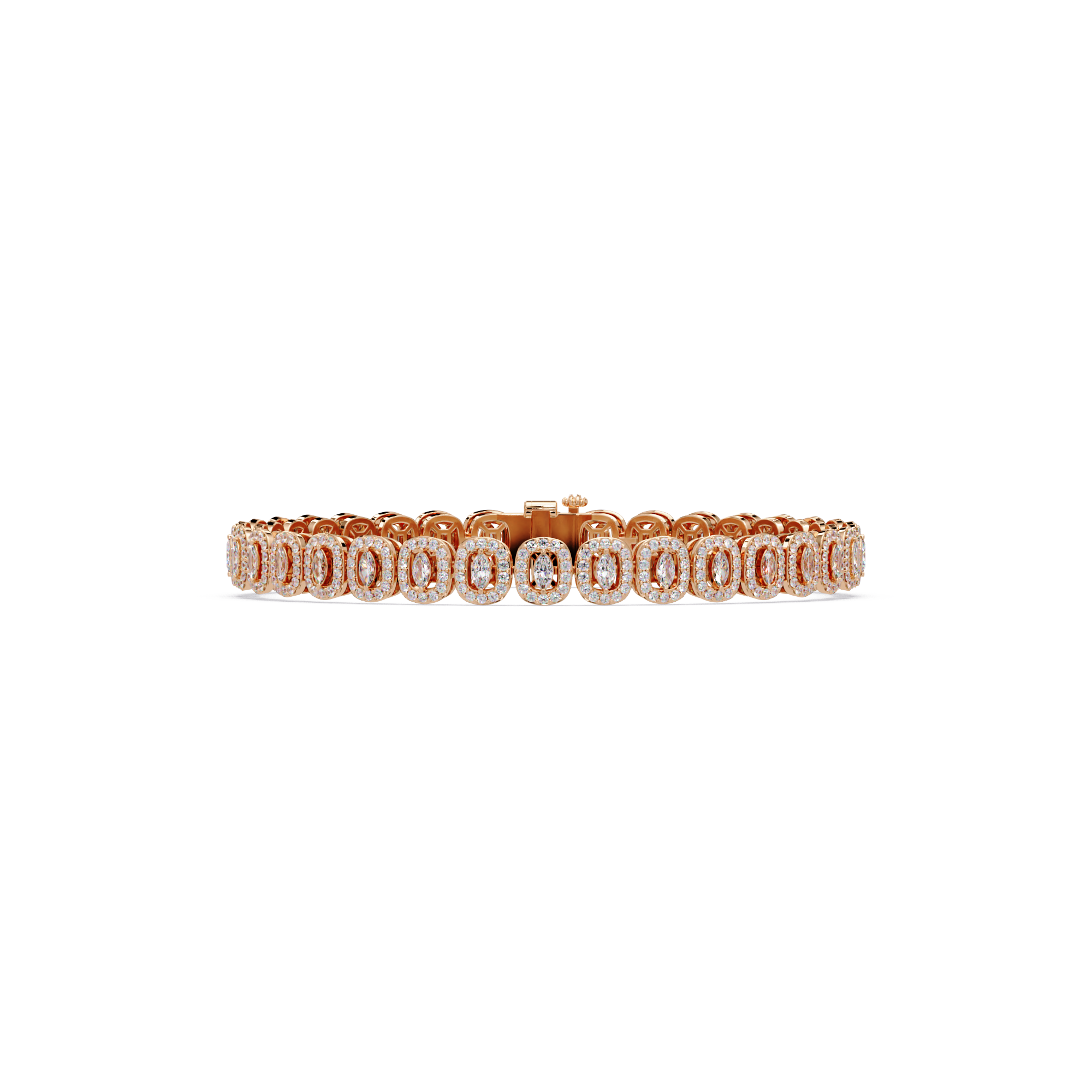 Marquise Halo Diamond Tennis Bracelet