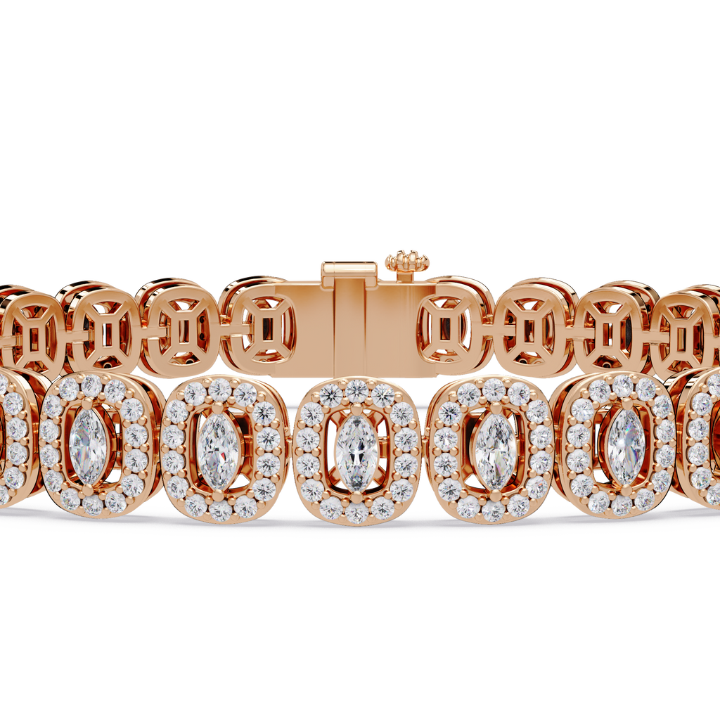 Marquise Halo Diamond Tennis Bracelet