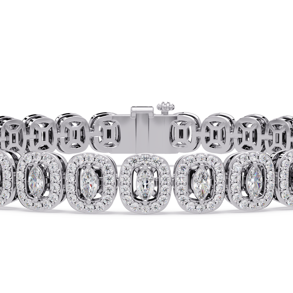 Marquise Halo Diamond Tennis Bracelet