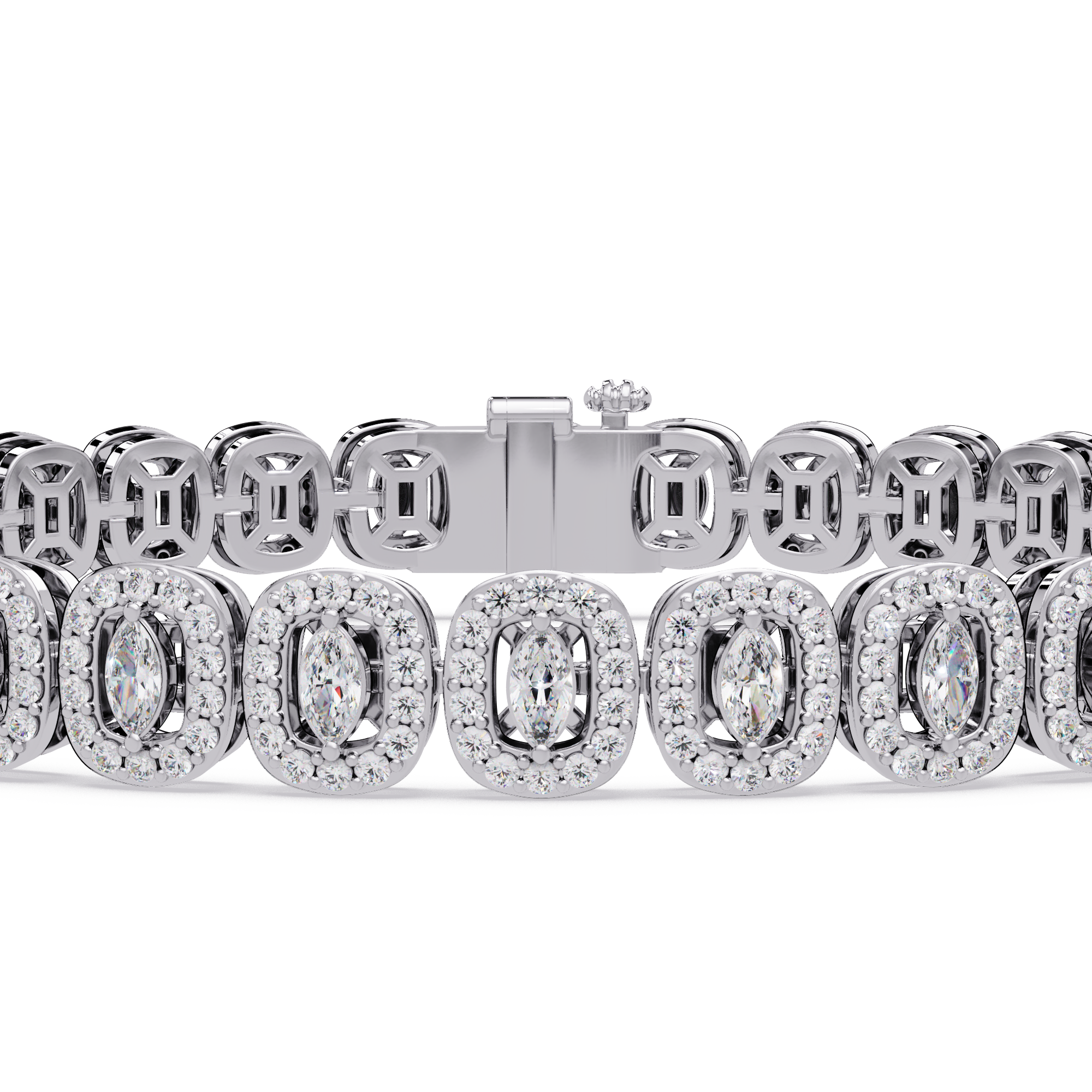 Marquise Halo Diamond Tennis Bracelet