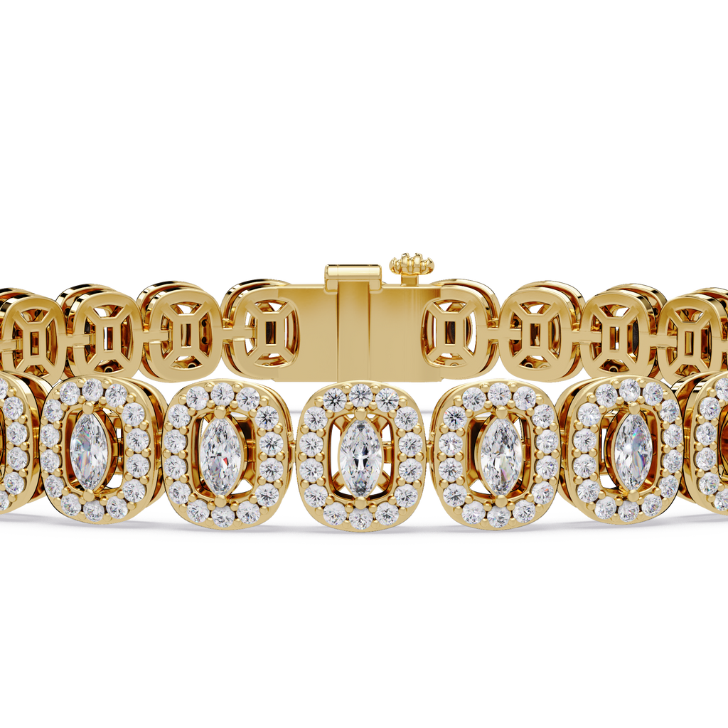 Marquise Halo Diamond Tennis Bracelet