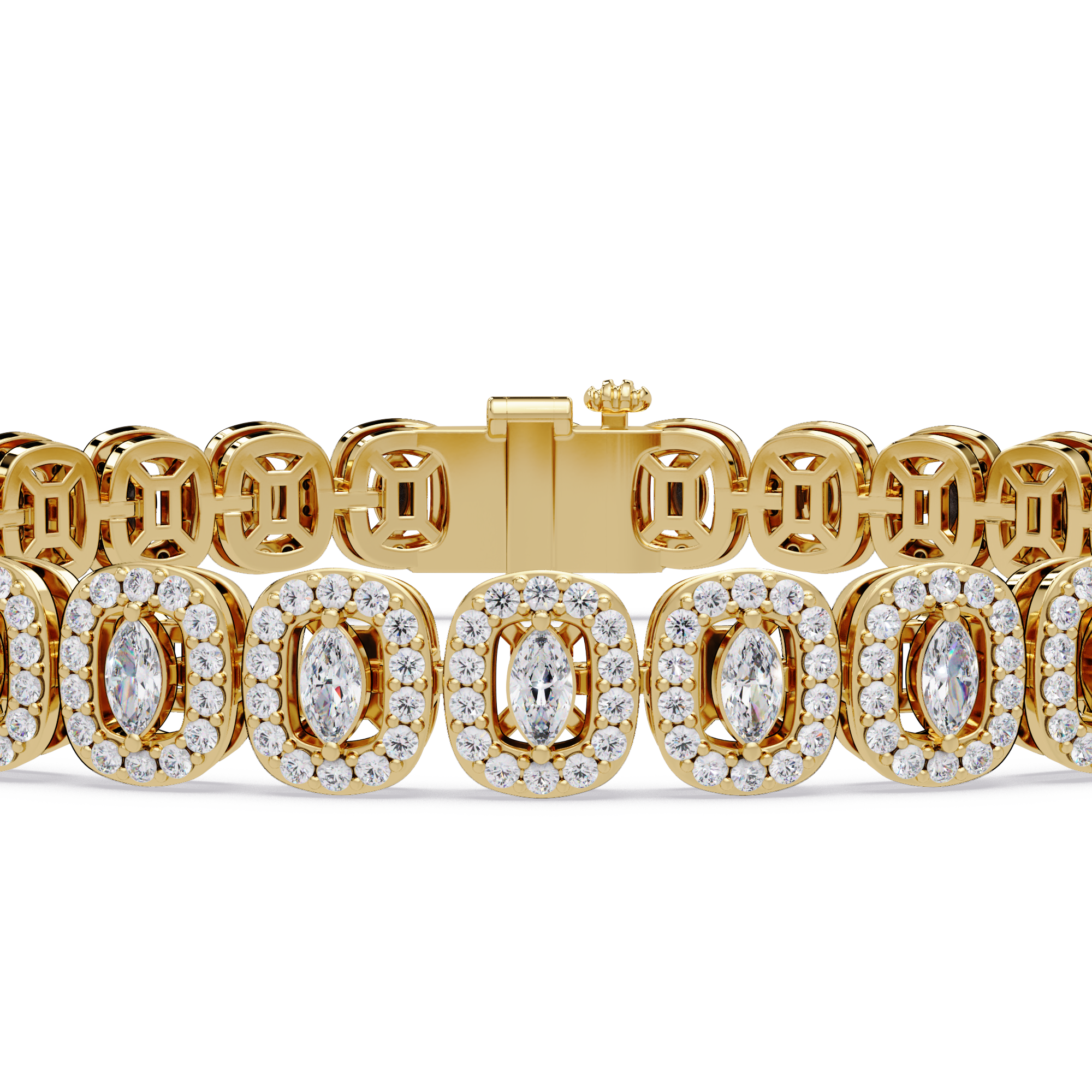 Marquise Halo Diamond Tennis Bracelet