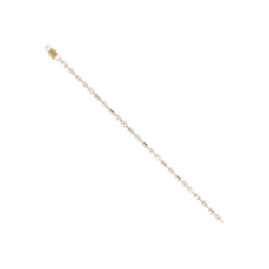 Mixed Shape Diamond Tennis Bracelet in 14K & 18K Gold