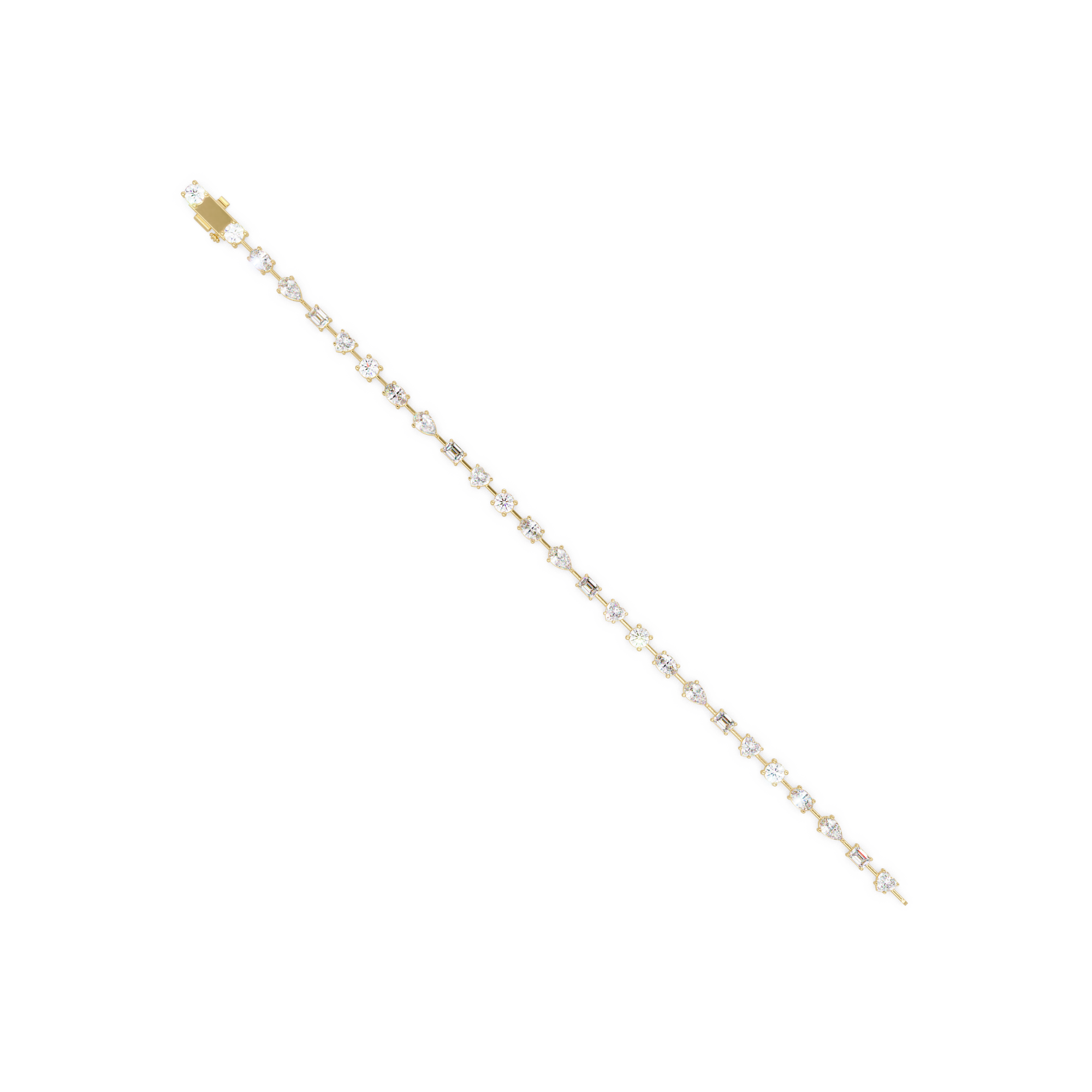 Mixed Shape Diamond Tennis Bracelet in 14K & 18K Gold