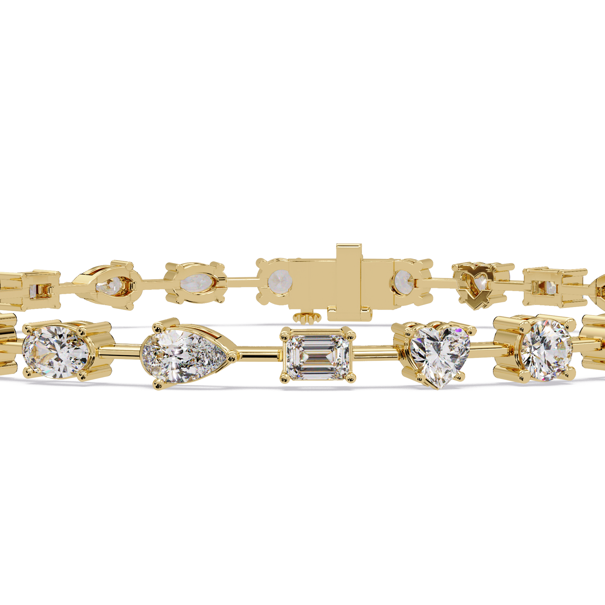 Mixed Shape Diamond Tennis Bracelet in 14K & 18K Gold