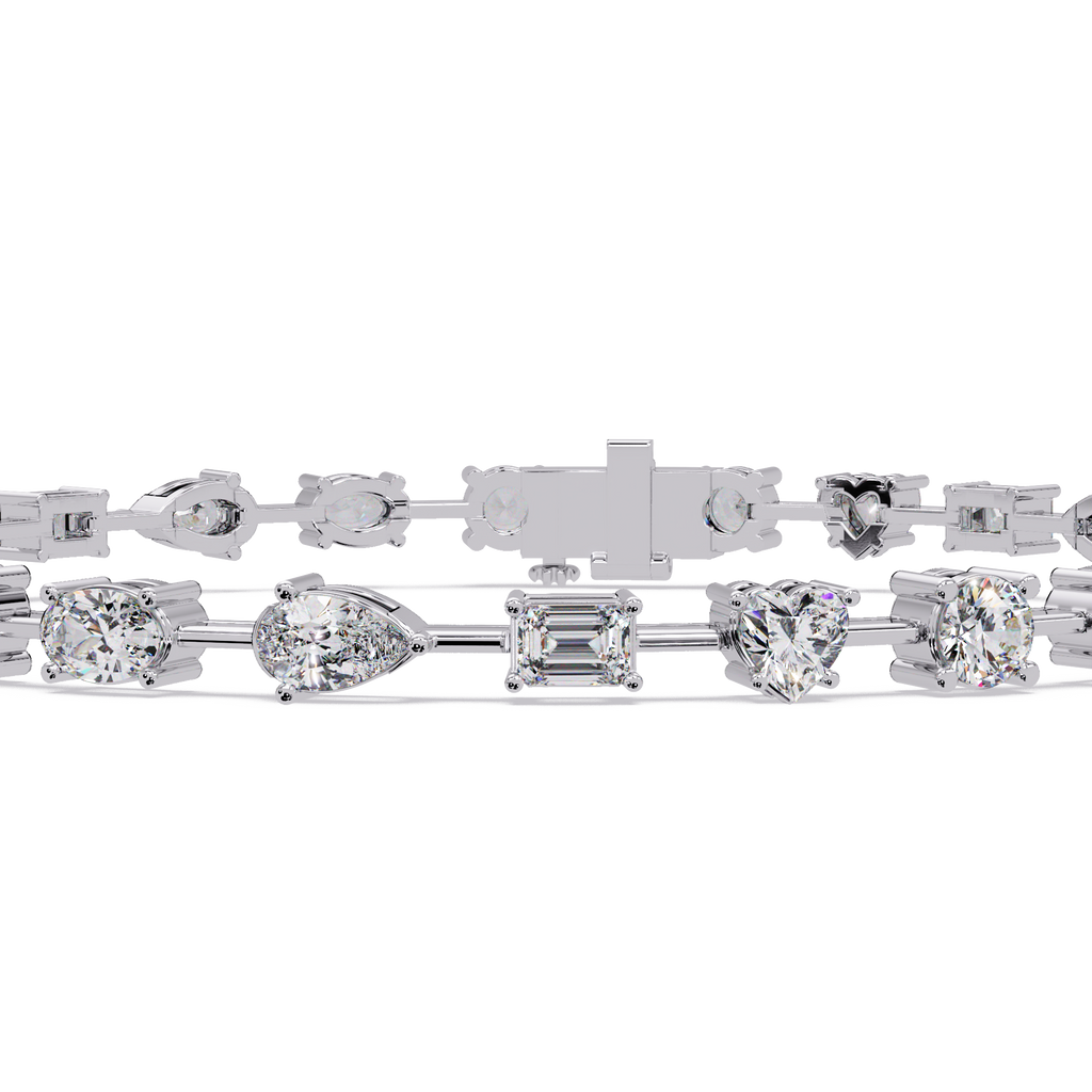 Mixed Shape Diamond Tennis Bracelet in 14K & 18K Gold
