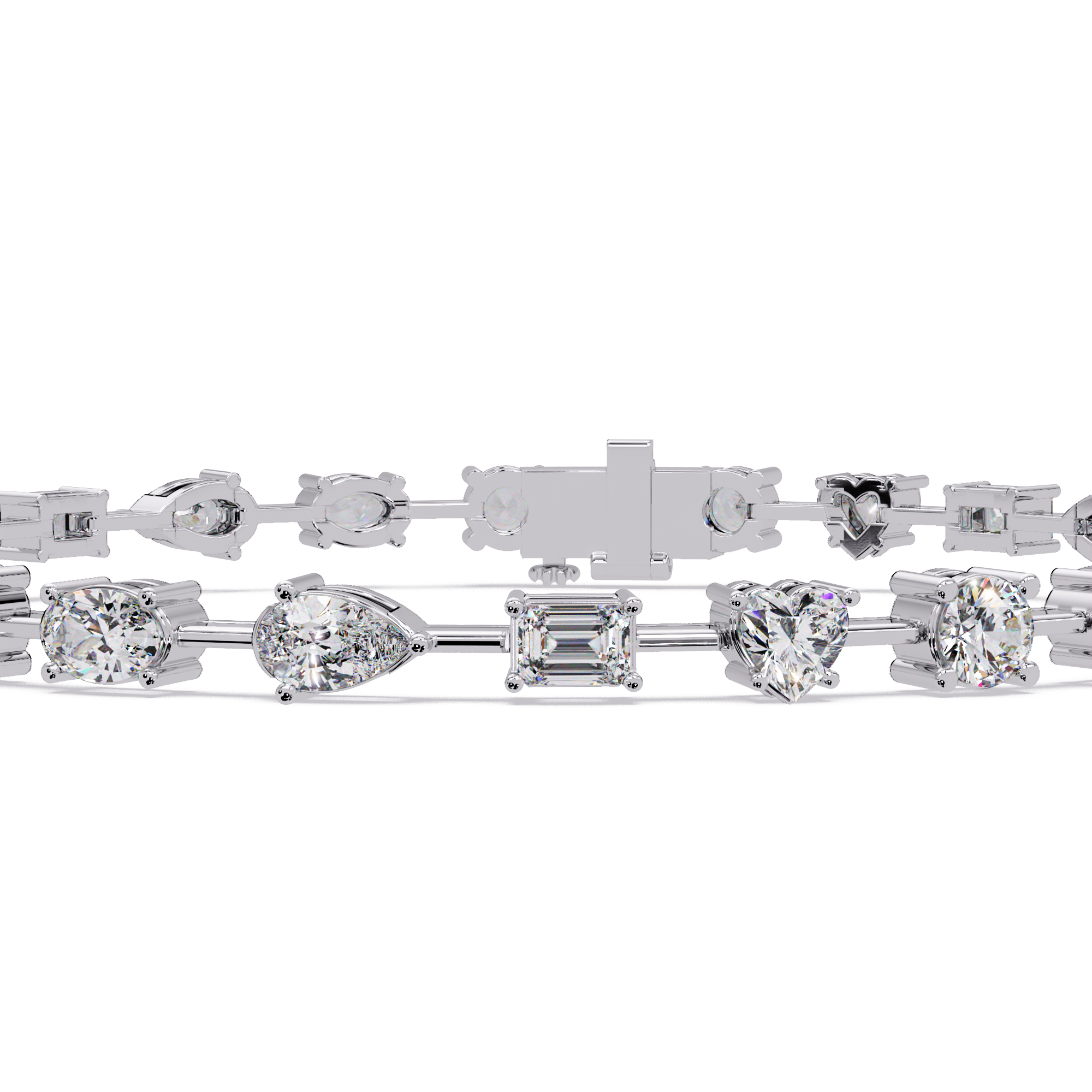Mixed Shape Diamond Tennis Bracelet in 14K & 18K Gold
