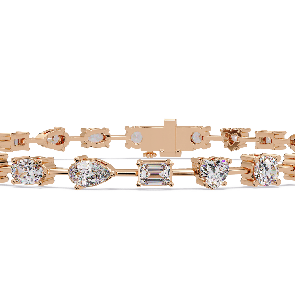 Mixed Shape Diamond Tennis Bracelet in 14K & 18K Gold