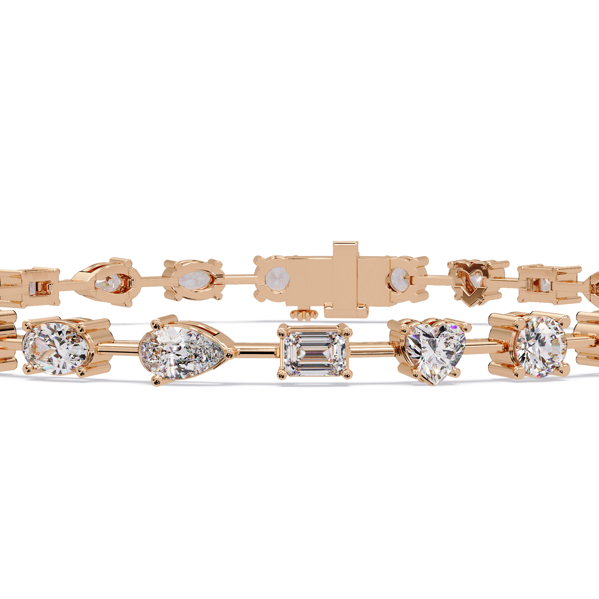 Mixed Shape Diamond Tennis Bracelet in 14K & 18K Gold