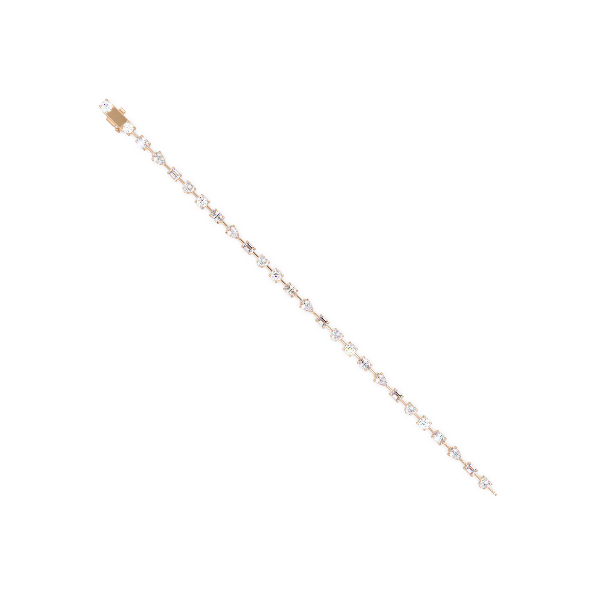 Mixed Shape Diamond Tennis Bracelet in 14K & 18K Gold
