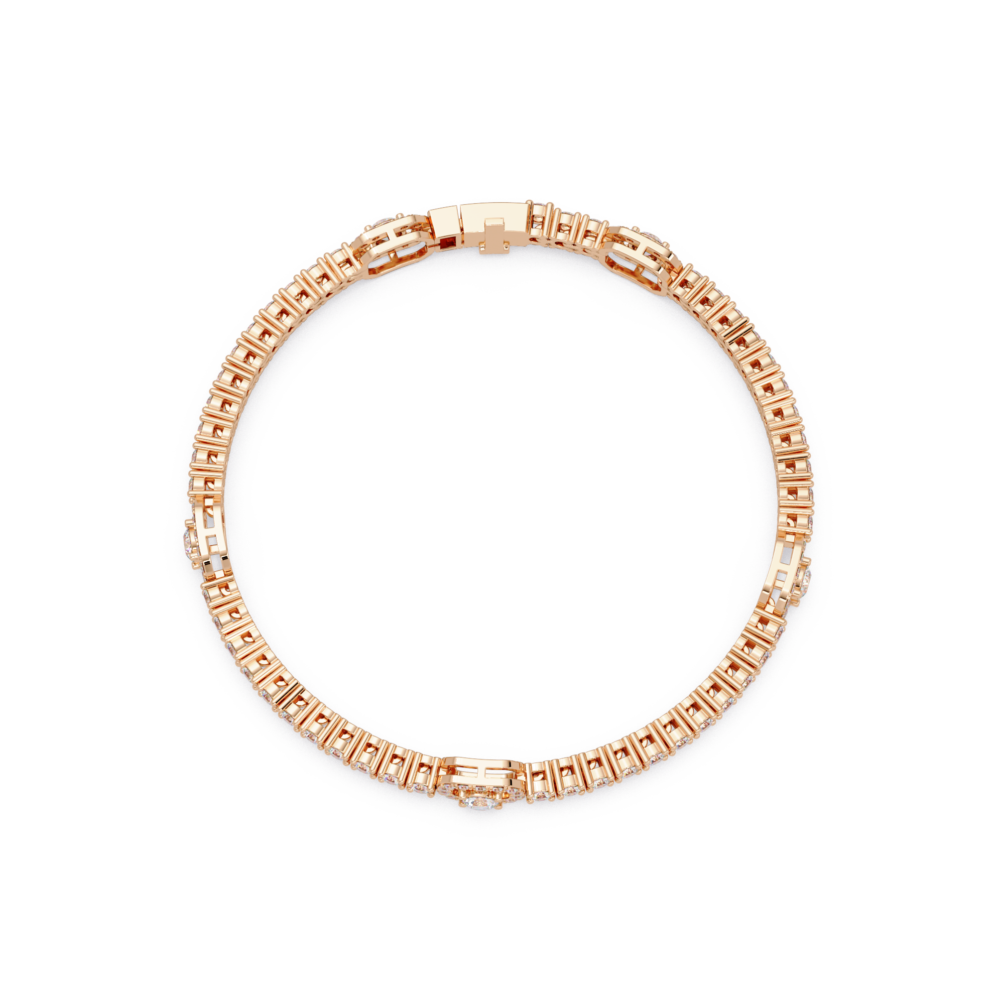 Round Brilliant Diamond Halo Tennis Bracelet