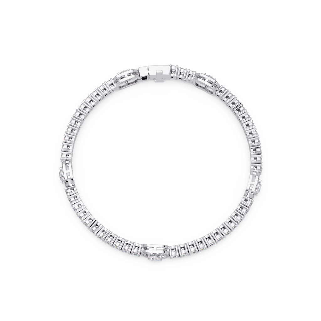 Round Brilliant Diamond Halo Tennis Bracelet
