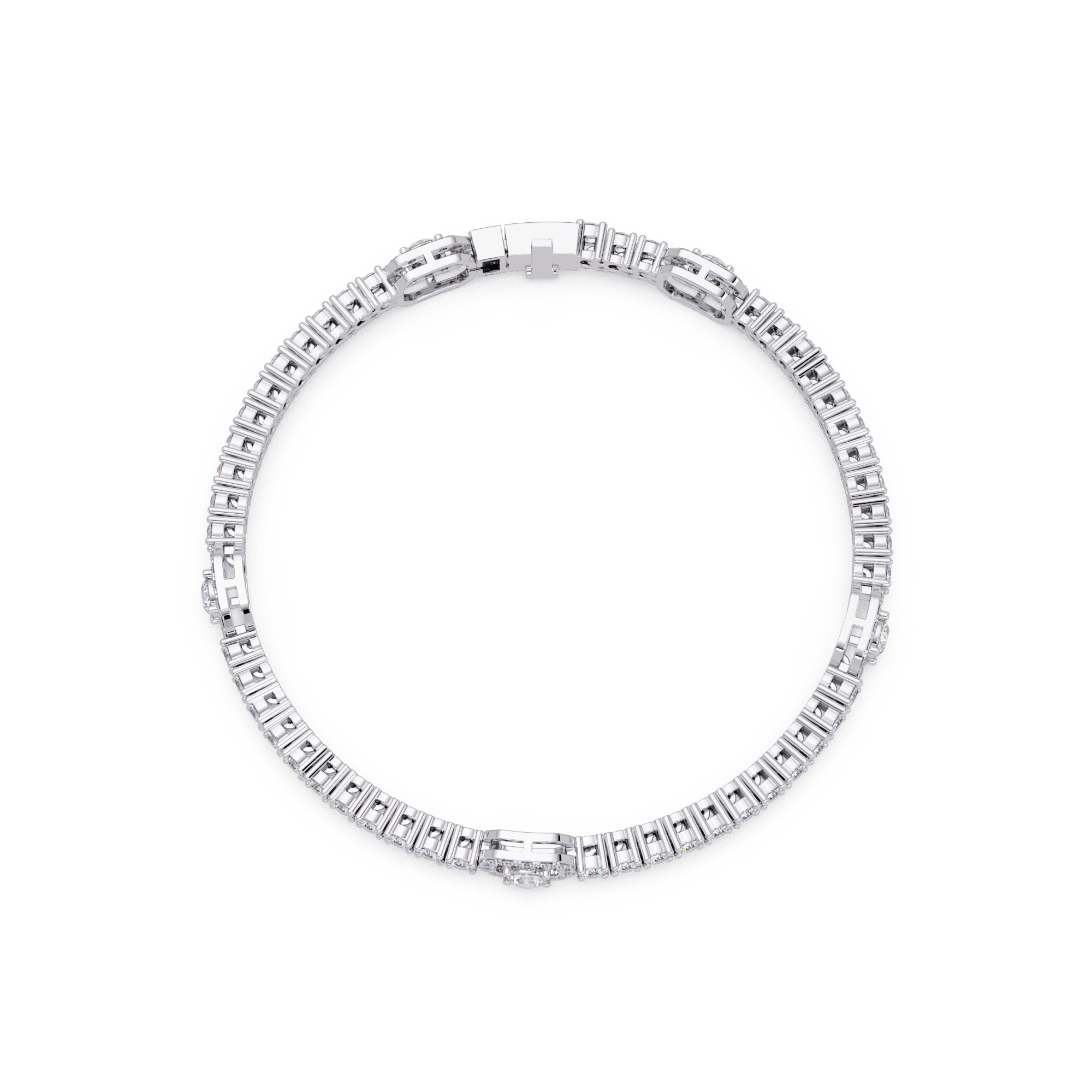 Round Brilliant Diamond Halo Tennis Bracelet