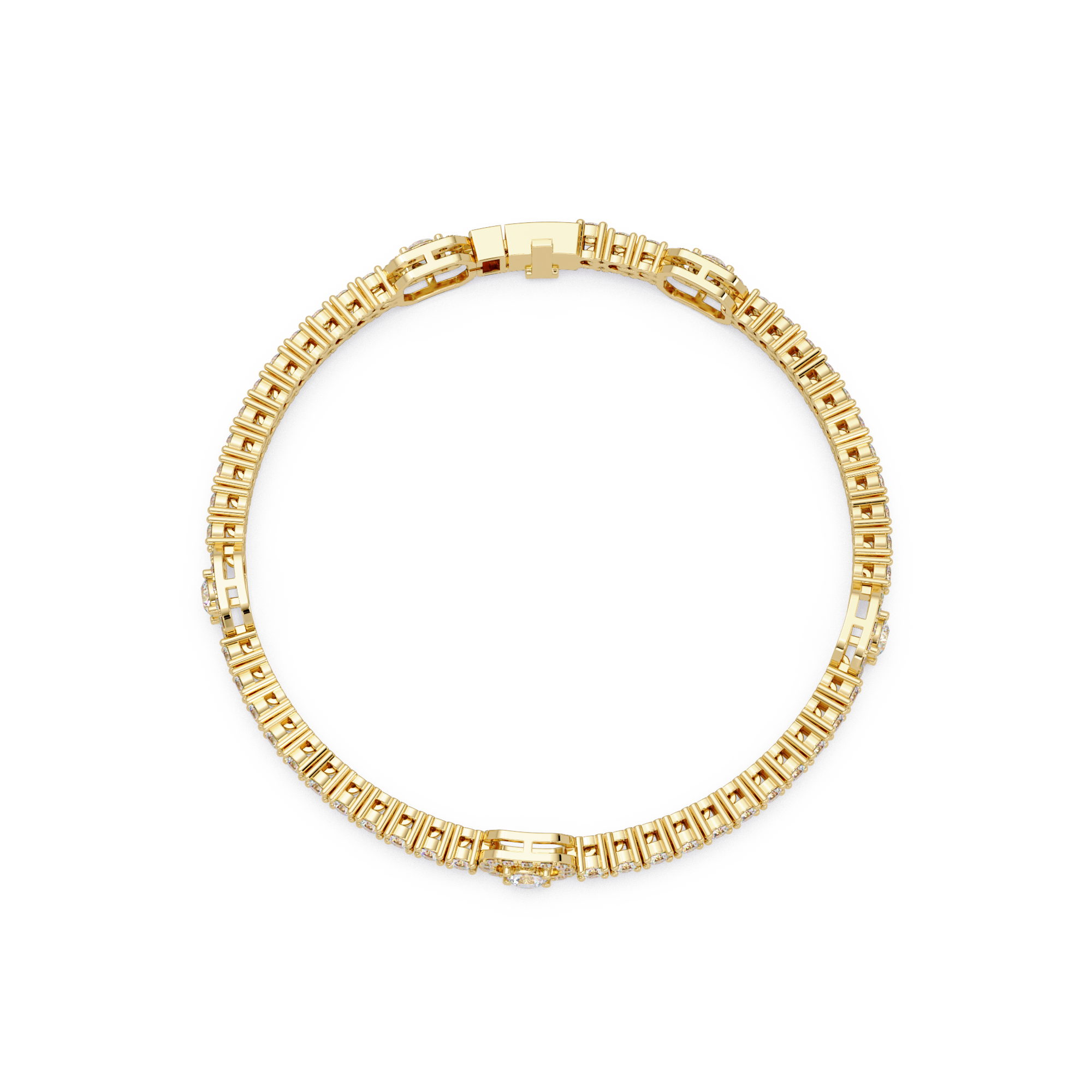Round Brilliant Diamond Halo Tennis Bracelet