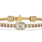 Round Brilliant Diamond Halo Tennis Bracelet