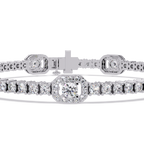 Round Brilliant Diamond Halo Tennis Bracelet