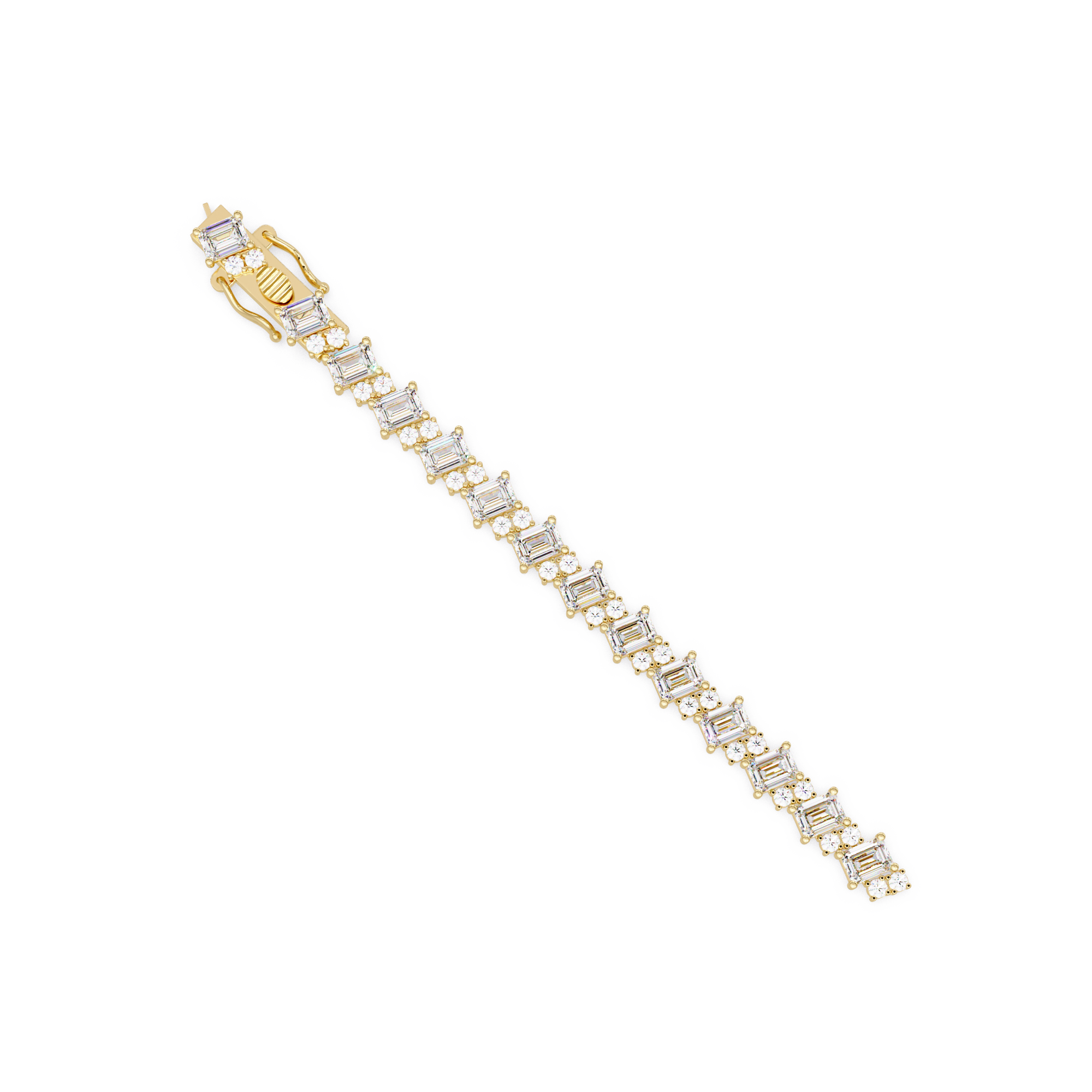 Emerald Cut & Round Diamond Tennis Bracelet for Women