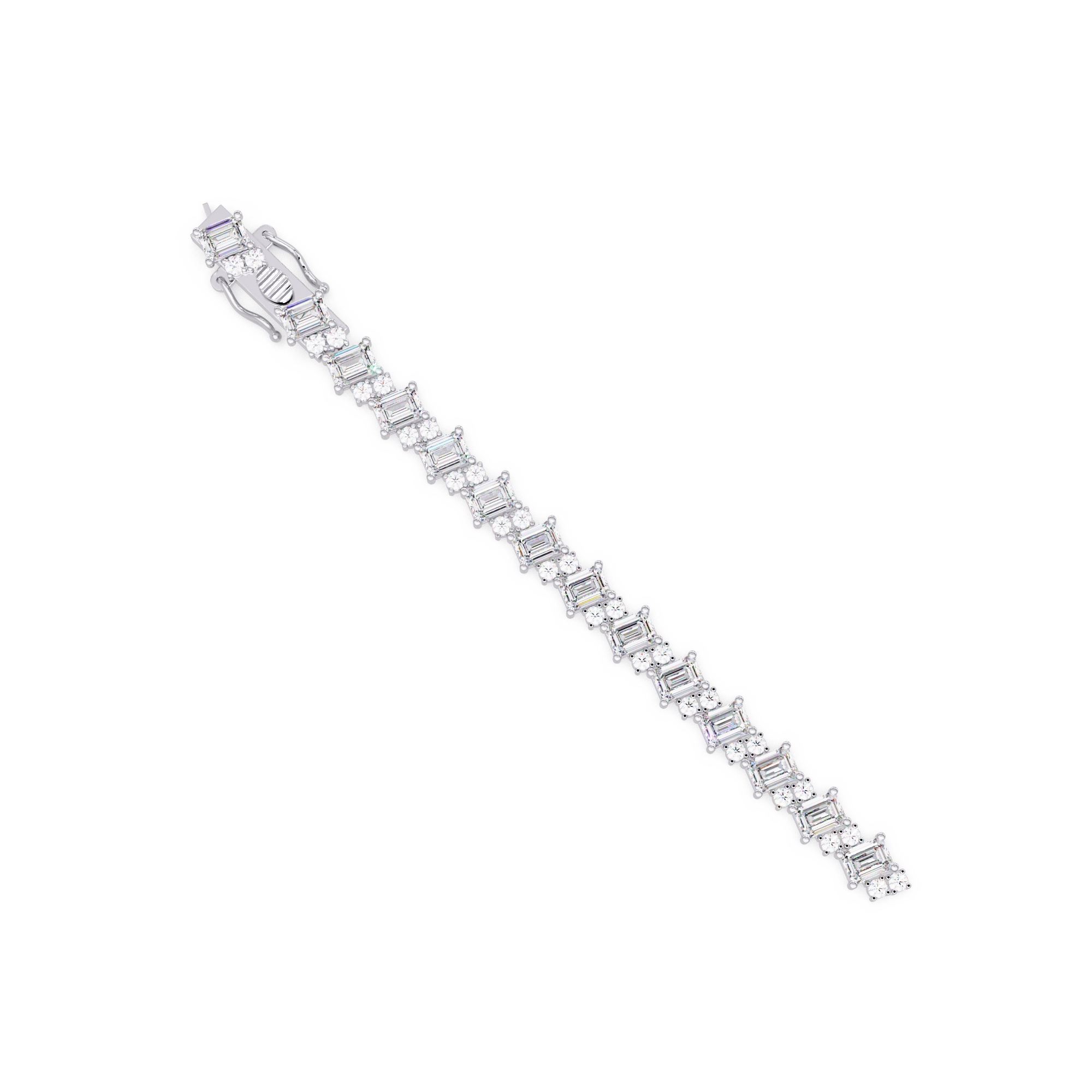 Emerald Cut & Round Diamond Tennis Bracelet for Women