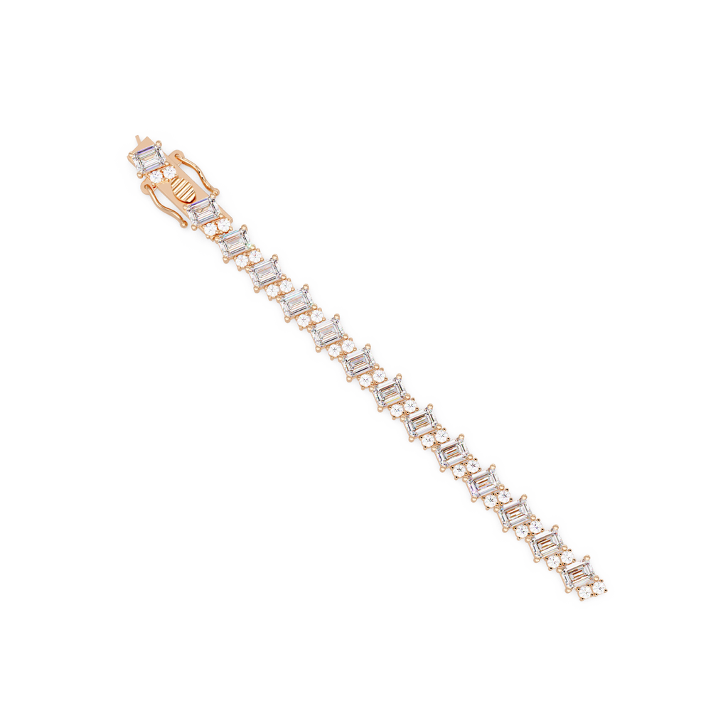 Emerald Cut & Round Diamond Tennis Bracelet for Women