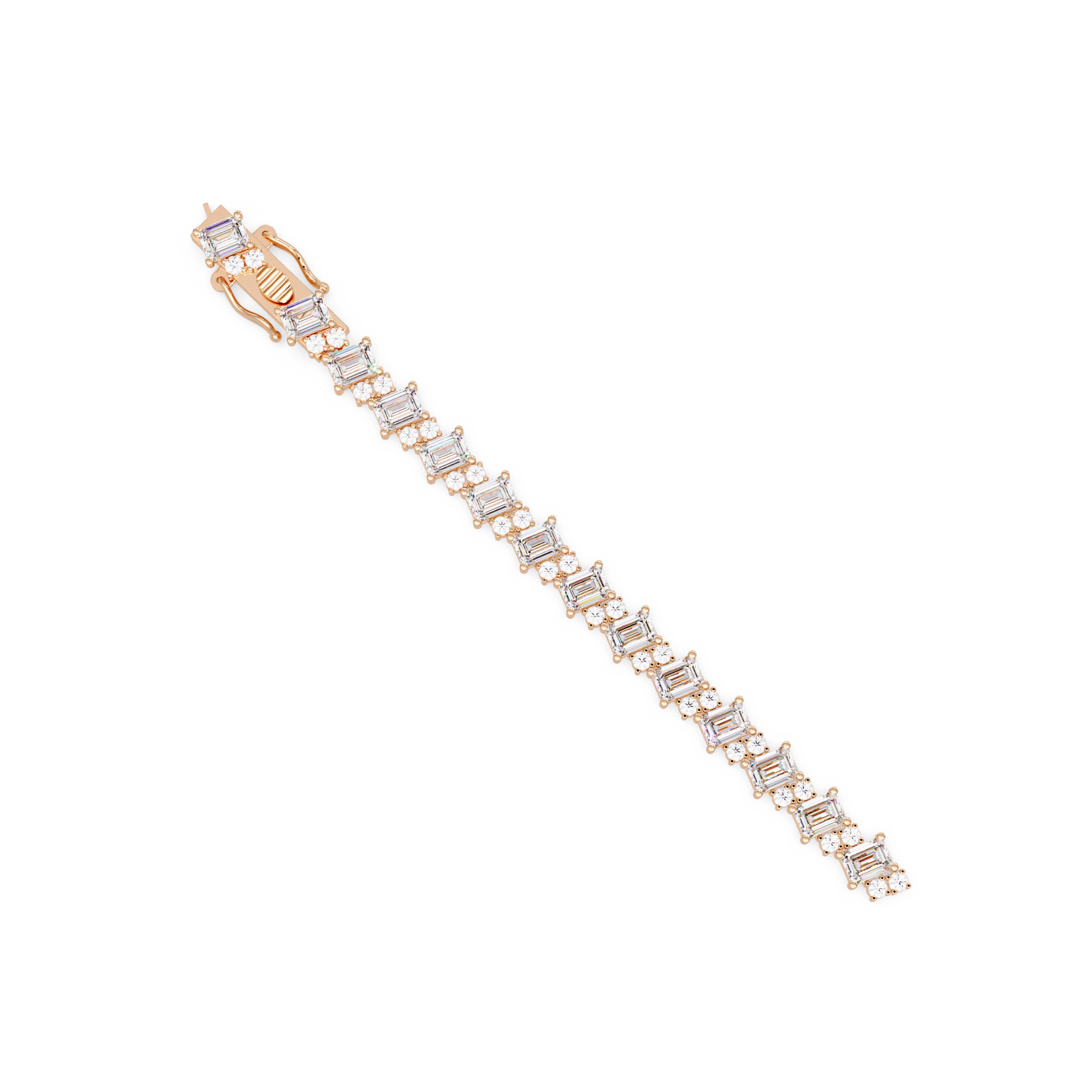 Emerald Cut & Round Diamond Tennis Bracelet for Women