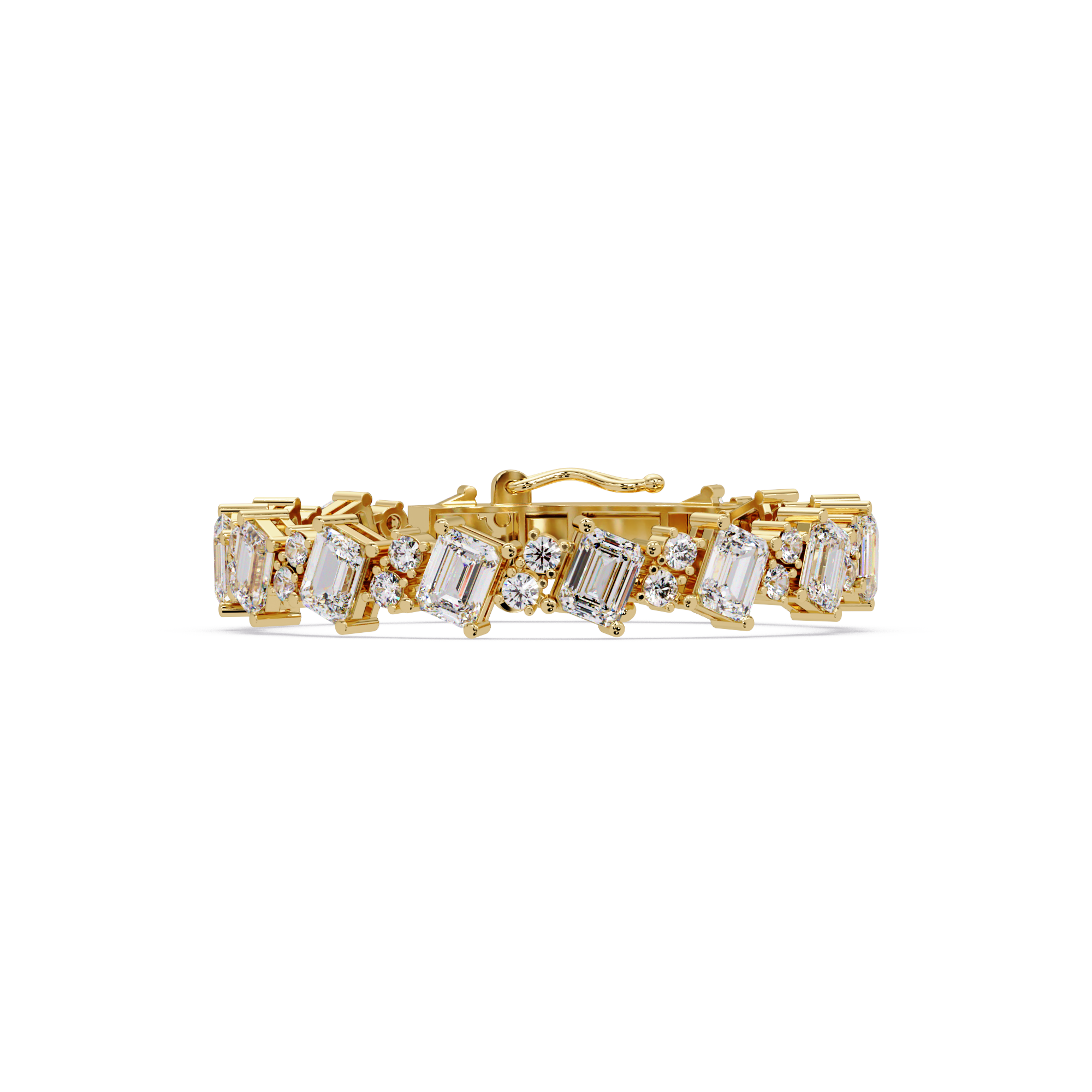 Emerald Cut & Round Diamond Tennis Bracelet for Women