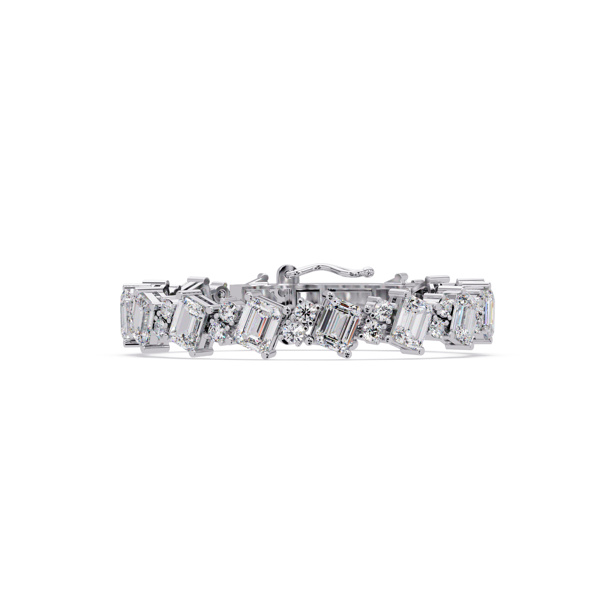Emerald Cut & Round Diamond Tennis Bracelet for Women