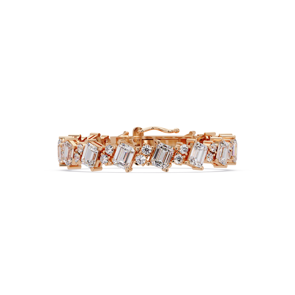 Emerald Cut & Round Diamond Tennis Bracelet for Women