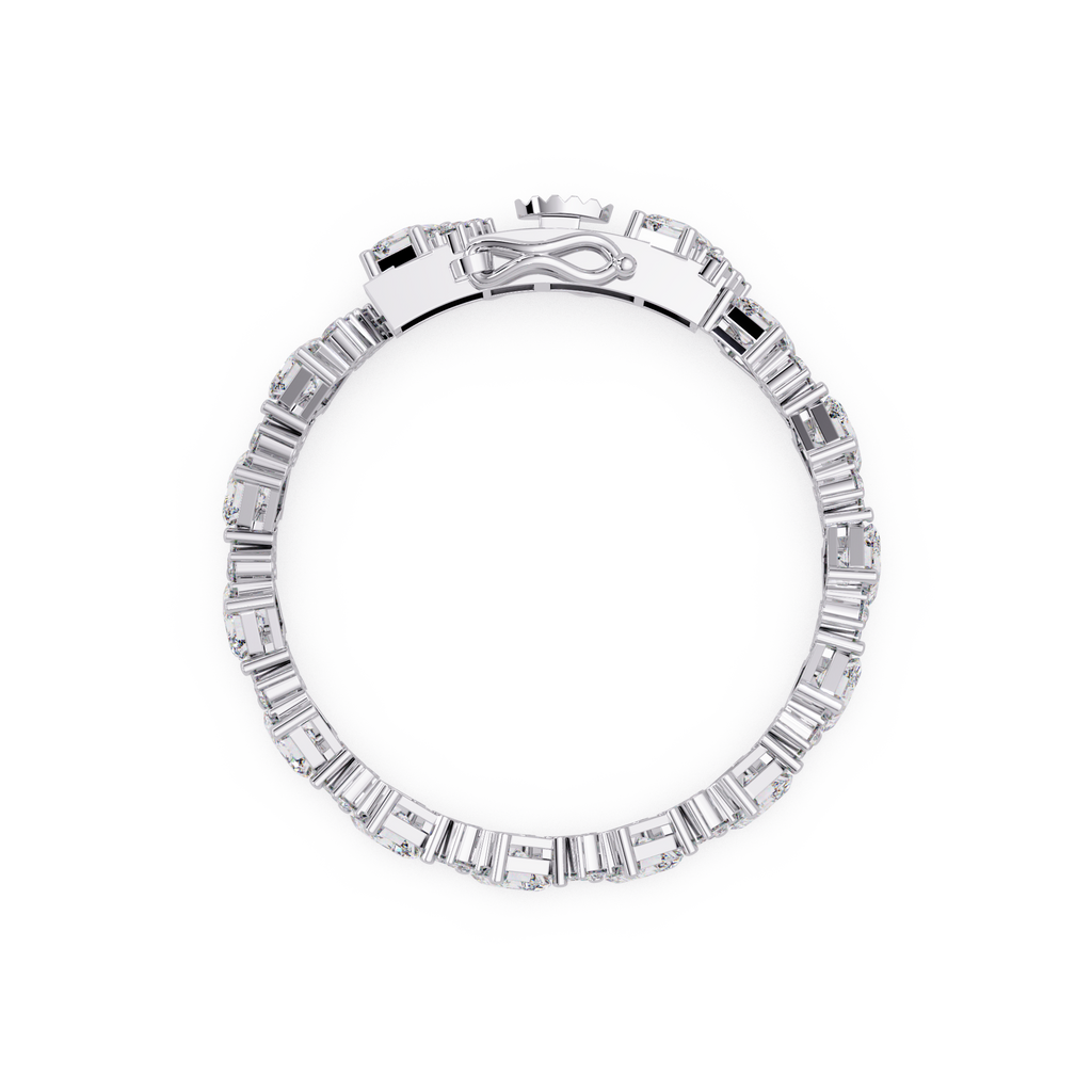 Emerald Cut & Round Diamond Tennis Bracelet for Women