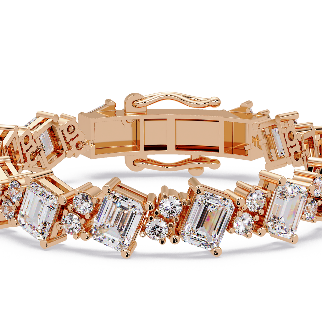 Emerald Cut & Round Diamond Tennis Bracelet for Women